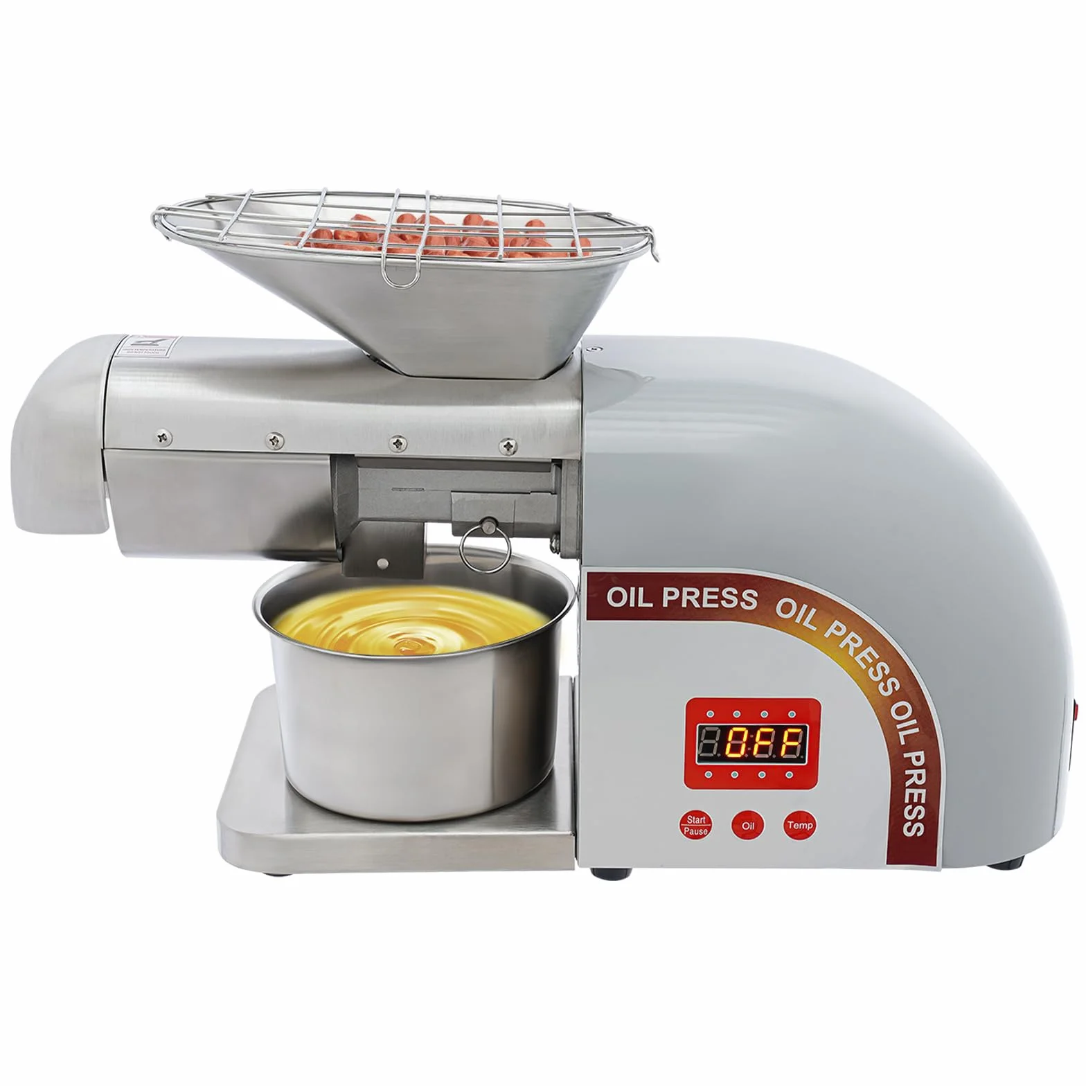 Automatyczna prasa do oleju, 1800W prasa do oleju do domu 0-300°C prasa do oleju elektryczna wydajność 5-8kg/H elektryczna prasa do oleju elektryczna młynka do oleju 95% wskaźnik odsysania oleju do