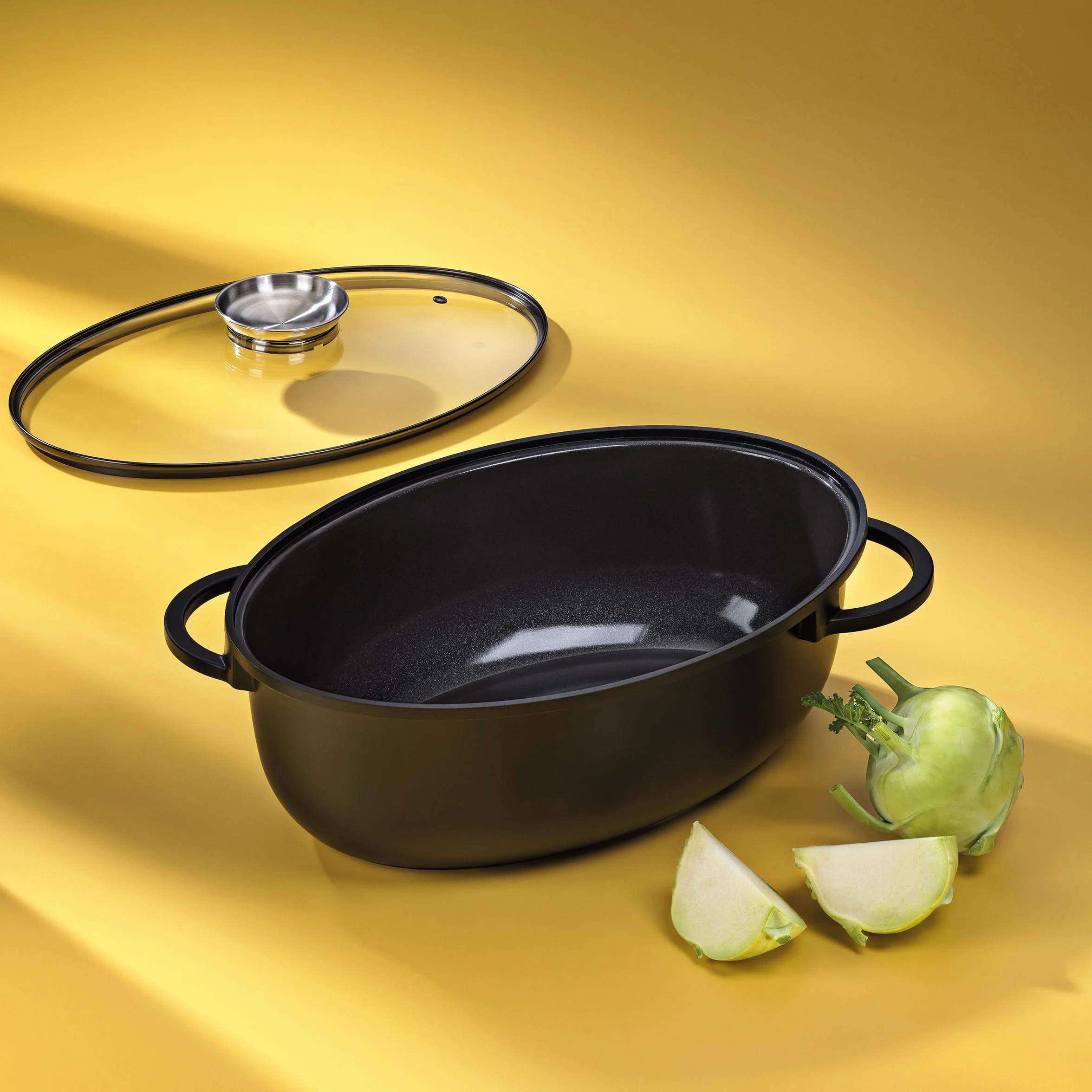 kela ATURA patelnia owalna, 8 litrów, Dutch Oven, żeliwna brytfanna z pokrywką, indukcyjna, odlew aluminiowy, powlekany ceramiką, nie zawiera PFAS