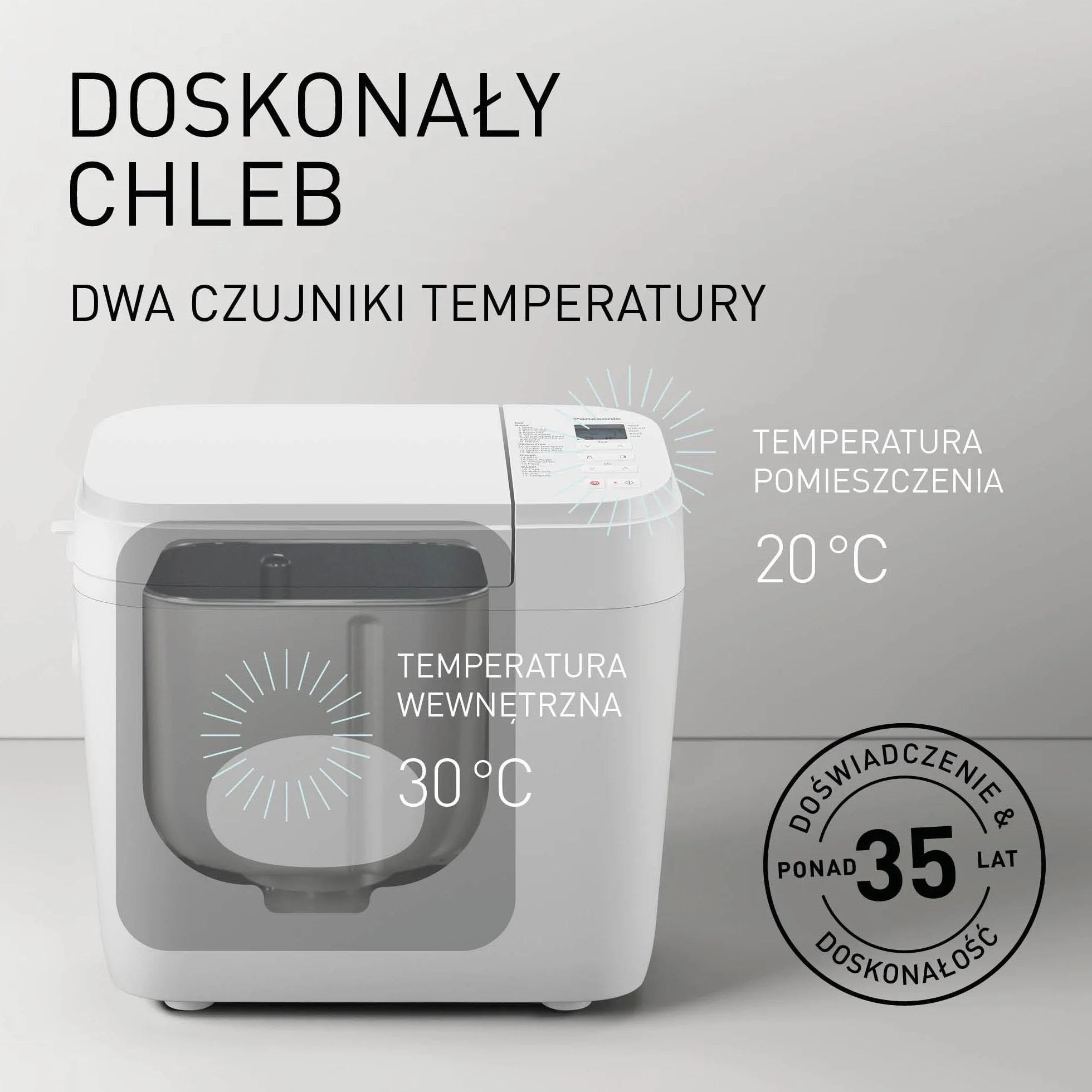 Panasonic SD-B2510WXE Wypiekacz do chleba (21 programów, podwójny czujnik temperatury, timer, 4 programy bezglutenowe), biały
