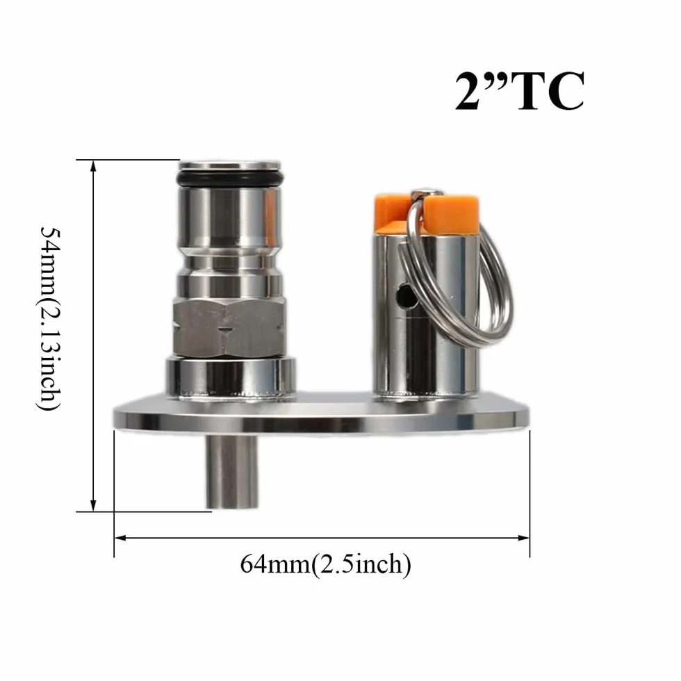 5 cm Tri-Clamp sucha pokrywa leja z 17 PSI PRV i słupkiem gazowym z blokadą kulową - niezbędna do fermentorów domowych do zaparzania, akcesoria do kegeratora, 1 sztuka