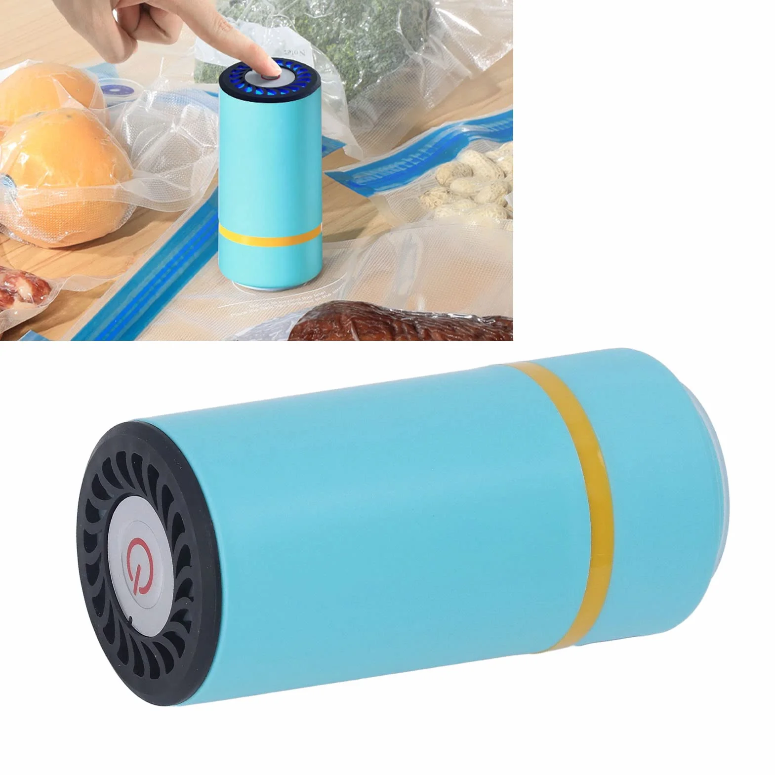 Elektryczna Zgrzewarka Próżniowa Zgrzewarka do żywności z baterią do Pakowania Odzieży, ładowanie Przez USB (Jezioro Niebieskie)