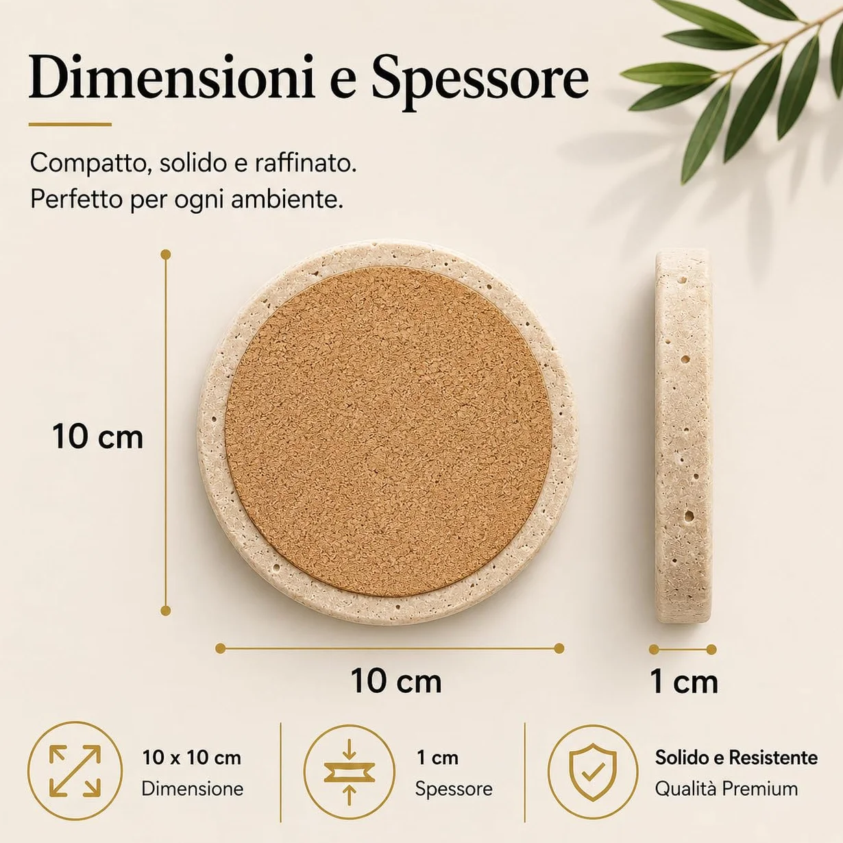 Kalu Creations | Eleganckie podstawki z okrągłego trawertyna – zestaw 6 podstawek z kamienia naturalnego – rękodzieło wyprodukowane we Włoszech - eleganckie akcesoria do stołu