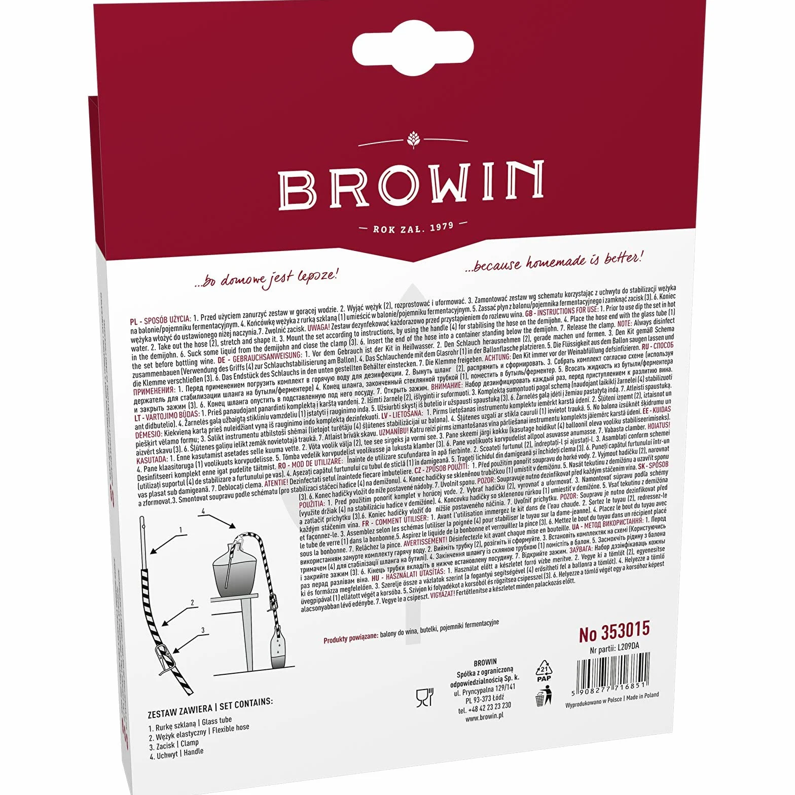 Browin do wina, plastiku, przezroczysty, 2 m x 8 mm
