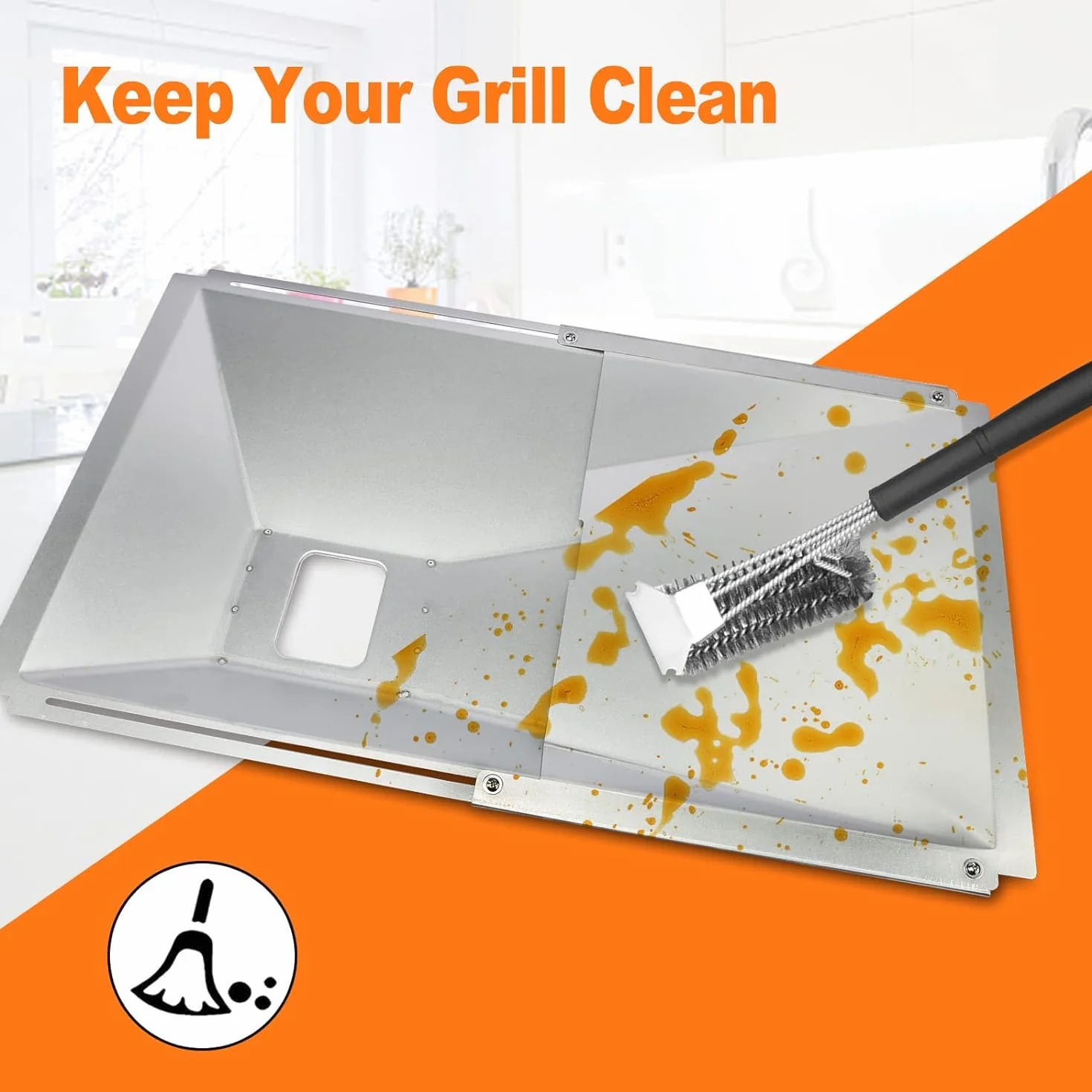 GFTIME Uniwersalna taca na tłuszcz z tacą ociekową od 38 cm do 65 cm, regulowana taca ociekowa do grilla gazowego z 2/3/4 palnikami od Charbroil, Dyna Glo, Nexgrill, Kenmore, Uniflame i innych