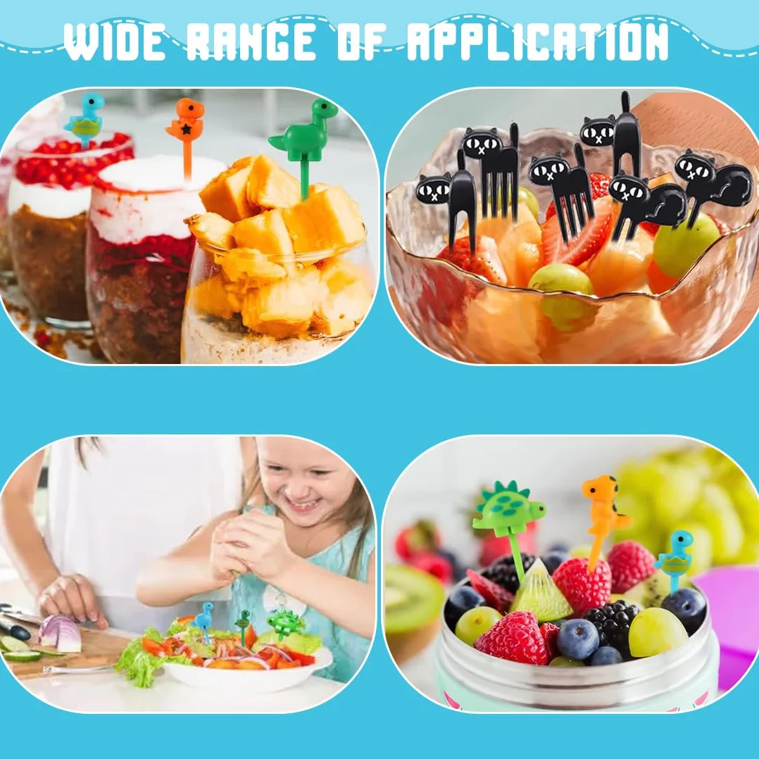40 sztuk Finger Finger Food Mini Cartoon Bento Fruit Widelce Pałeczki dla dzieci, wybór ciast akcesoria śliczne plucie dorośli deser owoce Halloween Boże Narodzenie przyjęcie