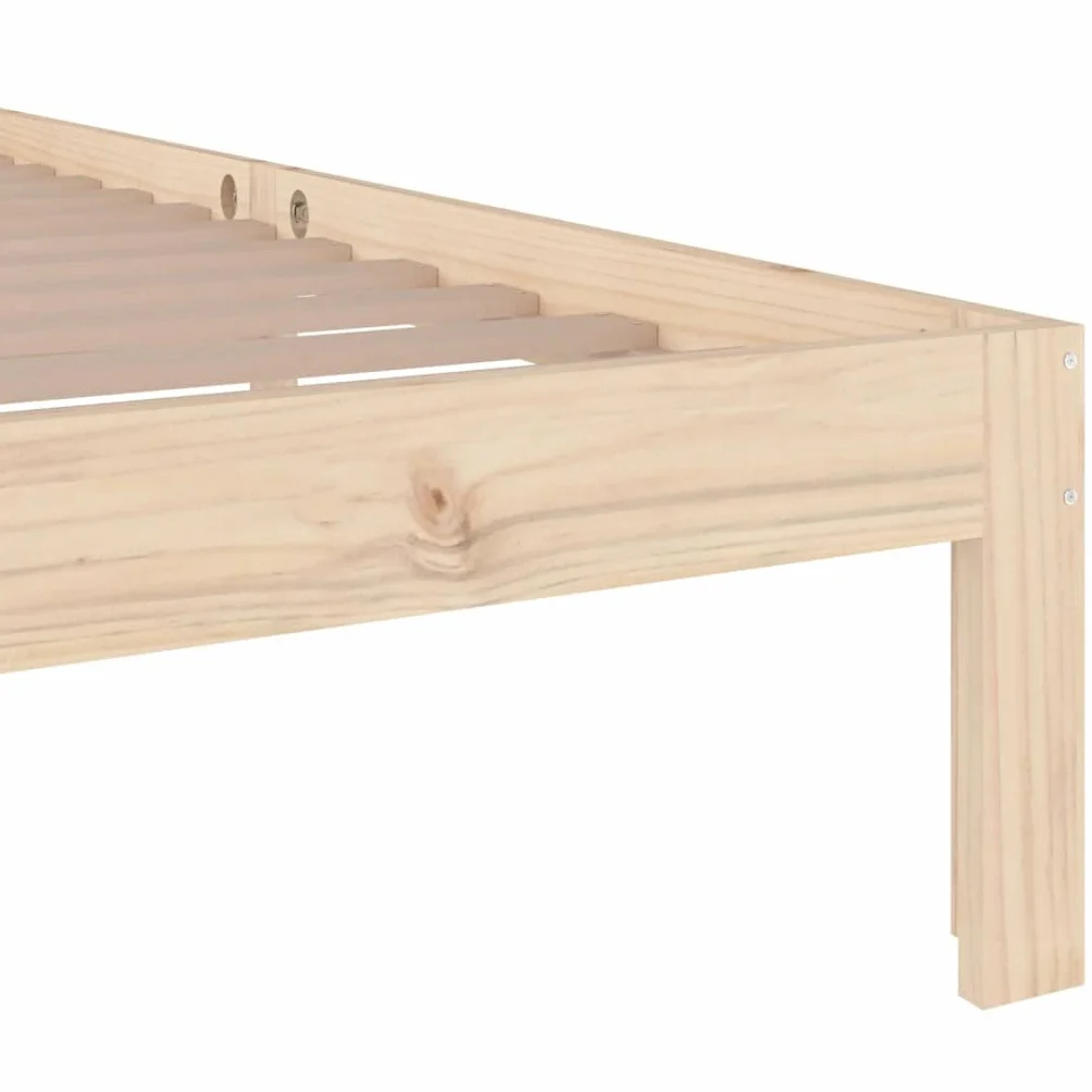lite drewno sosnowe nowoczesna sypialnia z zagłówkiem 100 x 200 cm brąz | Rama łóżka lite drewno sosnowe 100x200 cm stelaż z zagłówkiem do sypialni