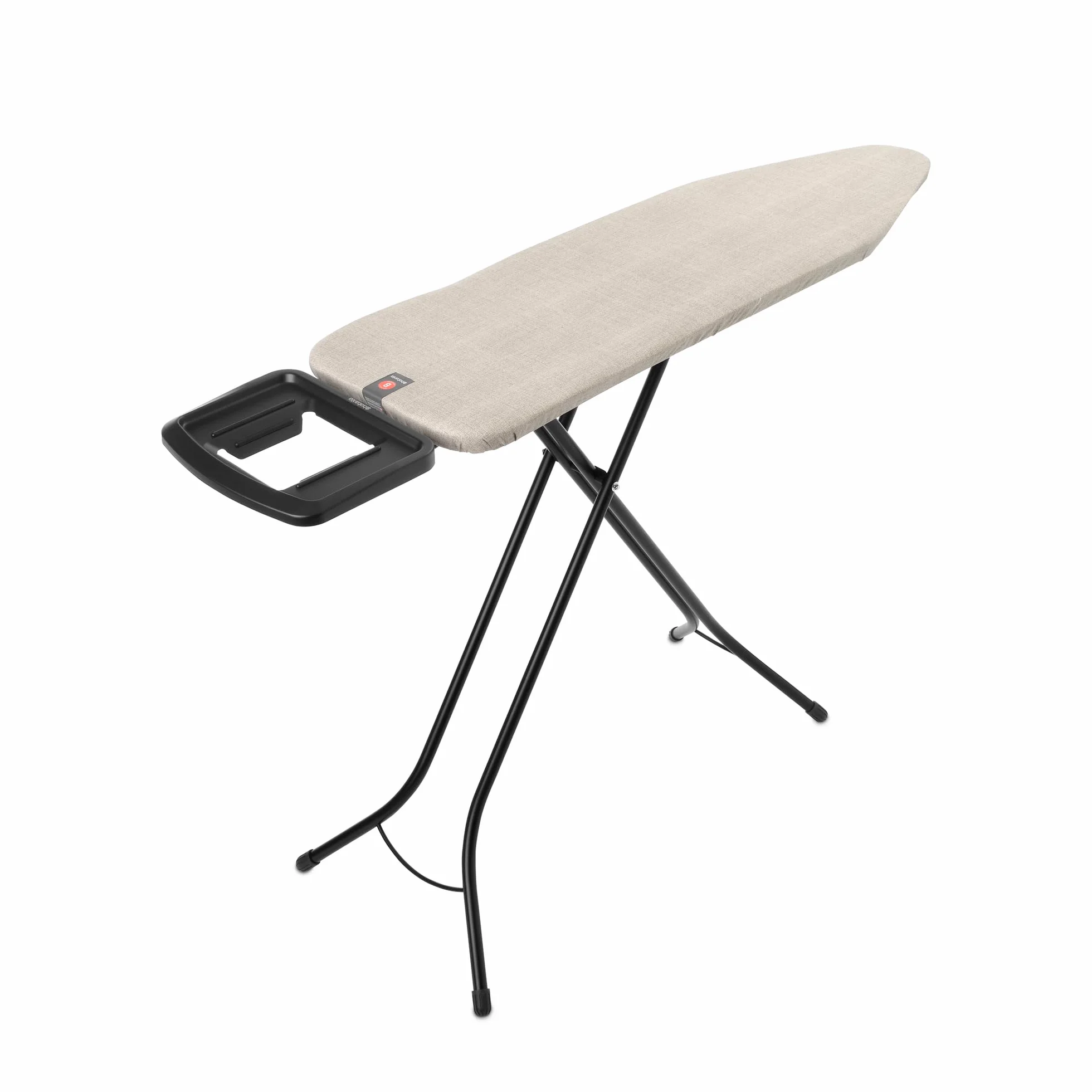 Brabantia Ironing Board B, 124x38cm - Denim Grey | 100% Fairtrade Cotton | 8mm Foam Layer | Stable & Anti-Wobble Frame | Foldable with Adjustable Height & Solid Steam Iron Rest