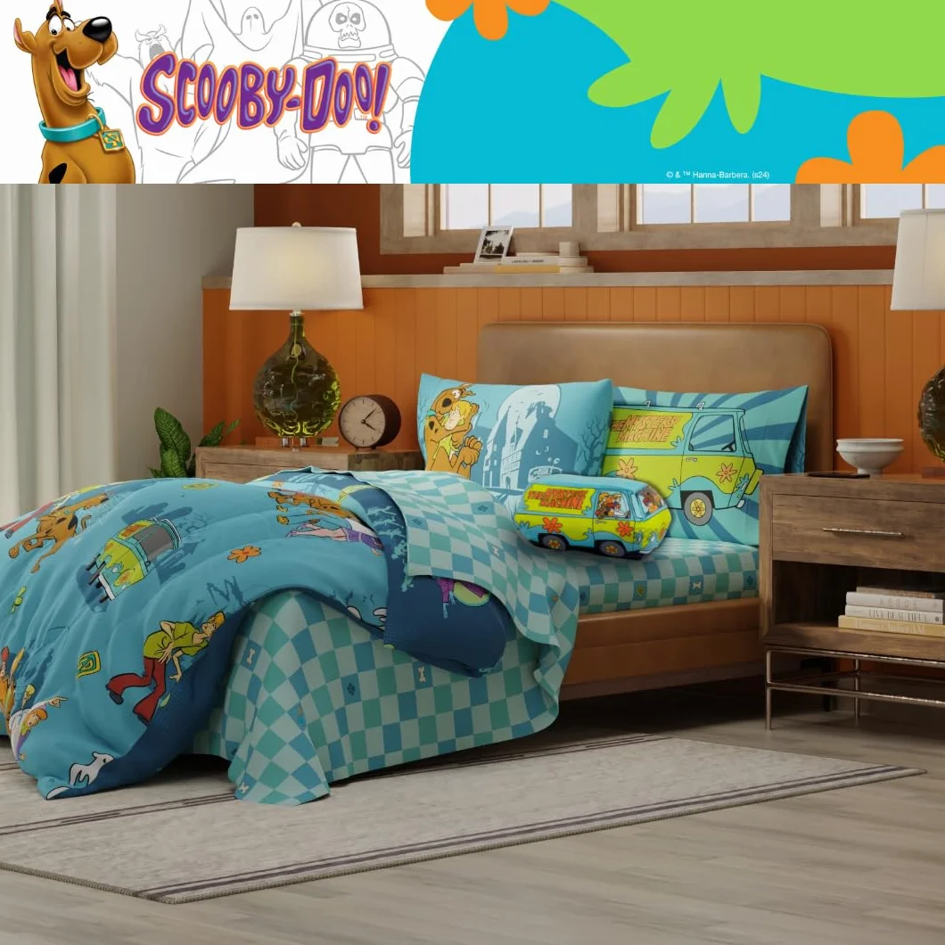 Franco Scooby Doo Pościel 7-częściowy dwustronny zestaw z poszewką łóżko podwójne Full