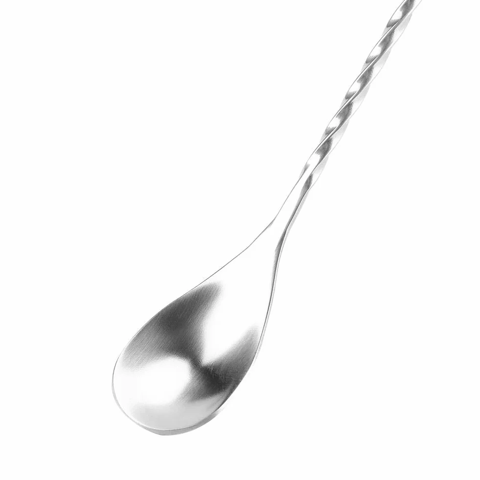 Nikou Łyżka barowa do wina, koktajli, ze stali nierdzewnej, z długą rączką, łyżka barowa, łyżka do mieszania napojów, do martini, kawy, baru, shakera