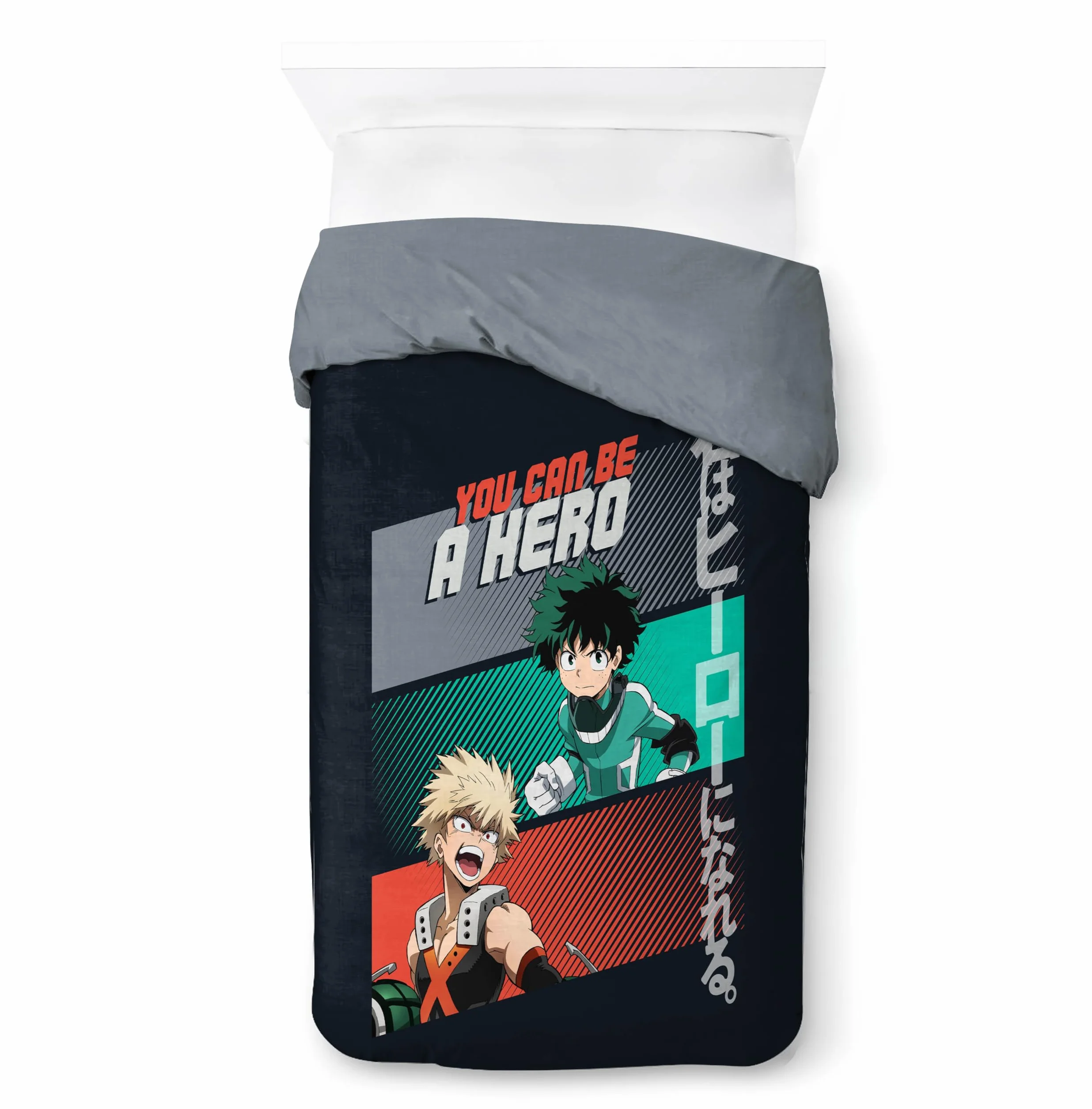 Jay Franco My Hero Academia 100% Bawełna Pojedynczy Zestaw Poszewek na Kołdrę - Pościel Obejmuje Poszewkę na Poduszkę 50 x 70 cm