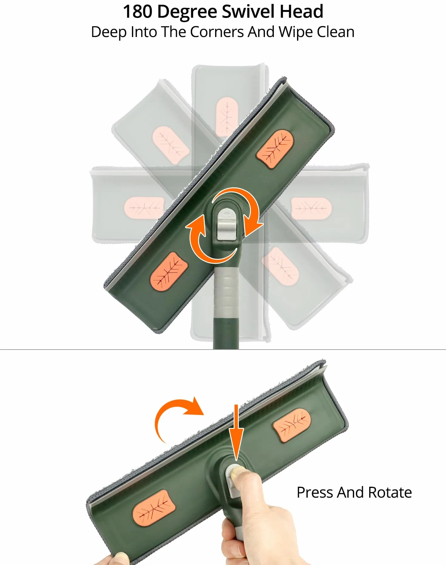 QWORK® Ściągaczka do okien, ściągaczka do podłóg prysznic, od 29 do 200 cm Wysuwana rączka 2w1, głowica obrotowa 180°, do mycia okien, podłóg, samochodów