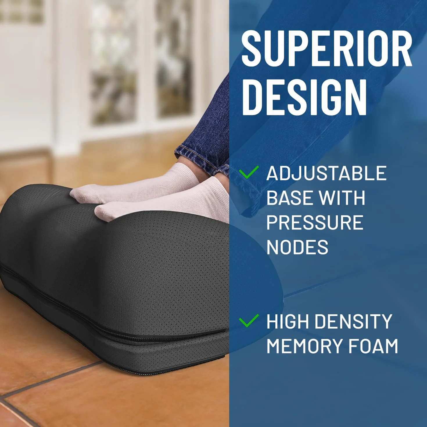 Everlasting Comfort Podnóżek z pianki memory pod biurko w pracy z węzłami punktowymi – ergonomiczny podnóżek do domu i biura, akcesoria do podparcia stóp, akcesoria gamingowe, antypoślizgowy, zmywalny