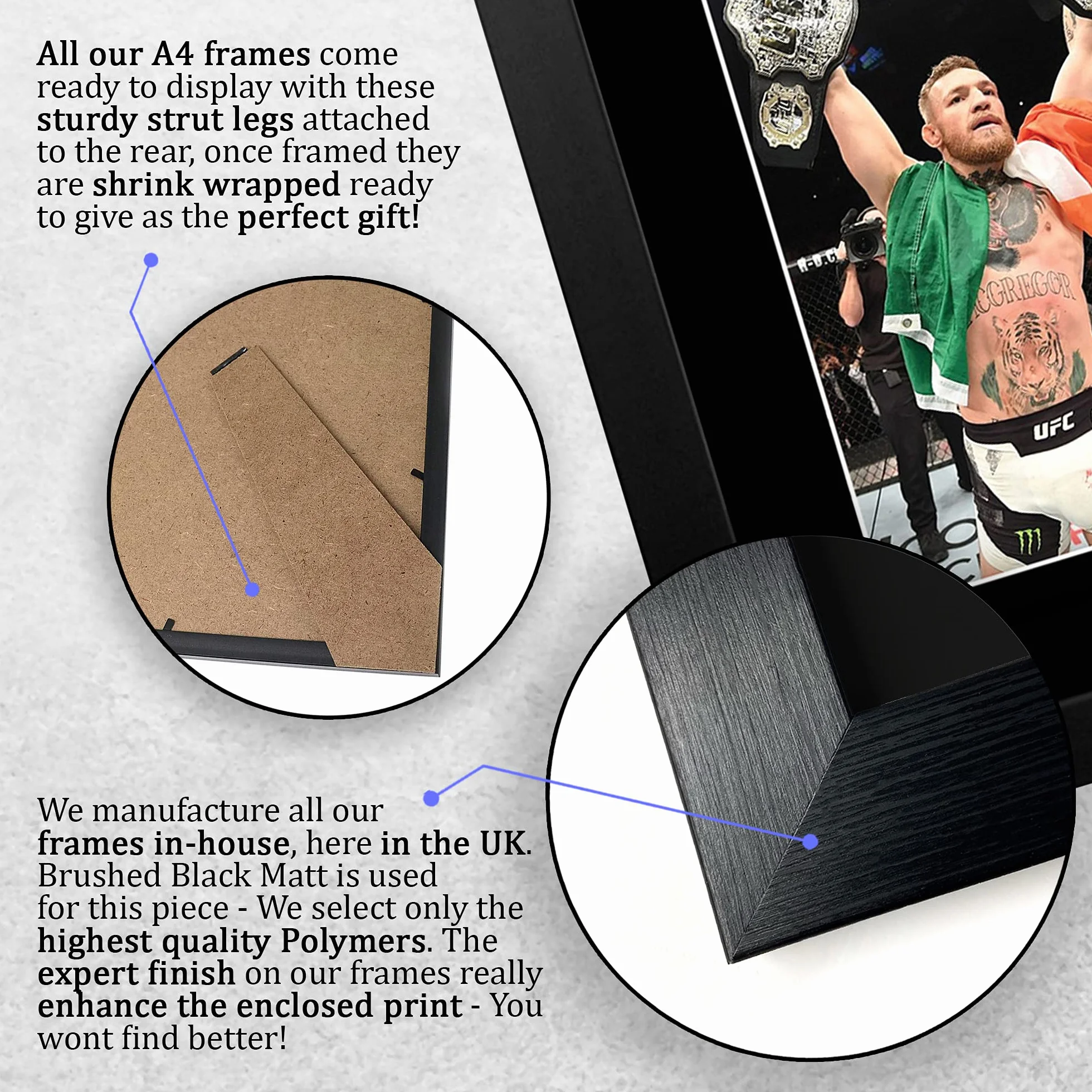 HWC Trading FR Conor McGregor prezent podpisany w ramce A4 drukowany autograf UFC prezenty wydruk zdjęcia obraz wyświetlacz