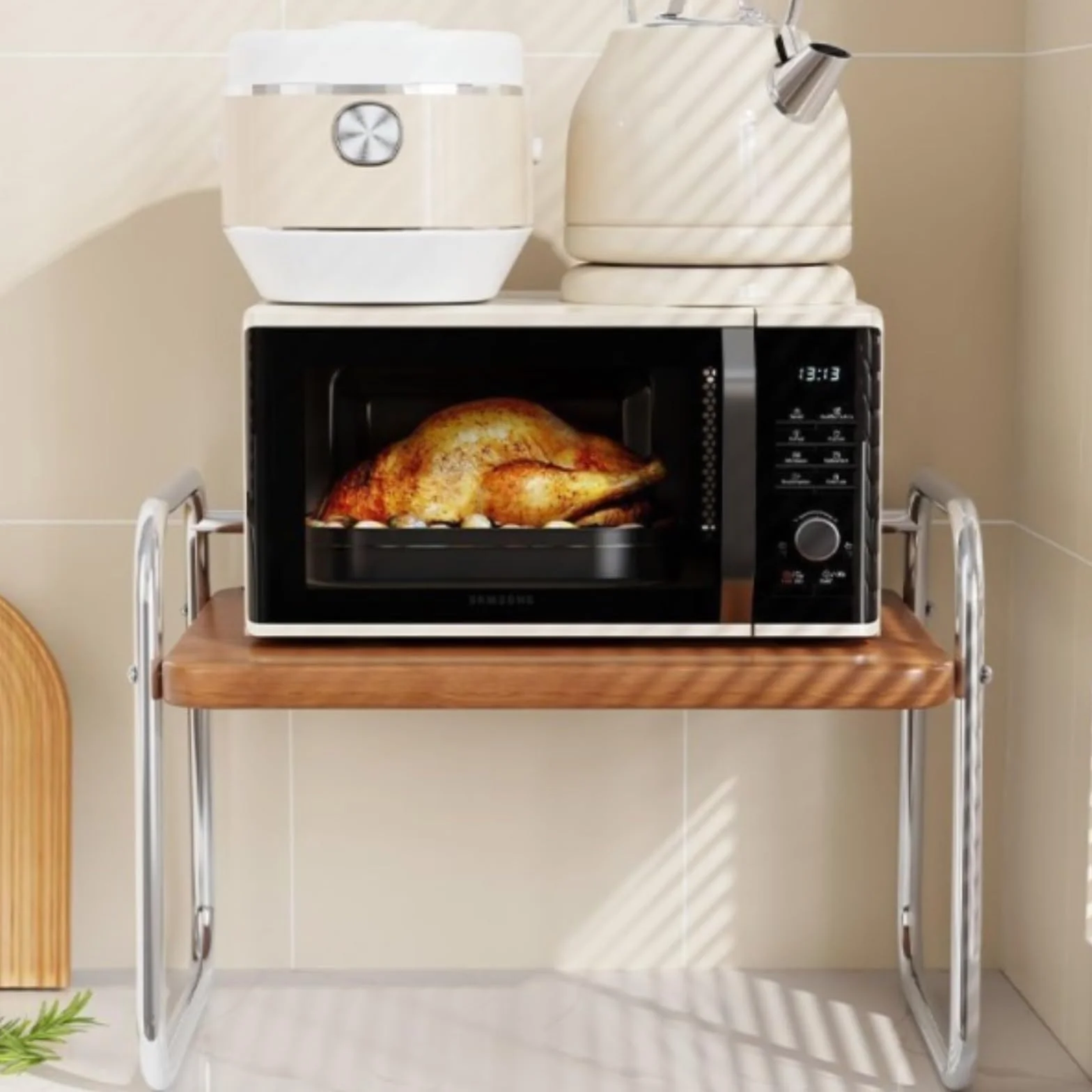 Nowoczesna kuchenka mikrofalowa grill kuchenny - 52 cm wielofunkcyjny blat do gotowania ryżu i eleganckie domowe rozwiązanie stołowe