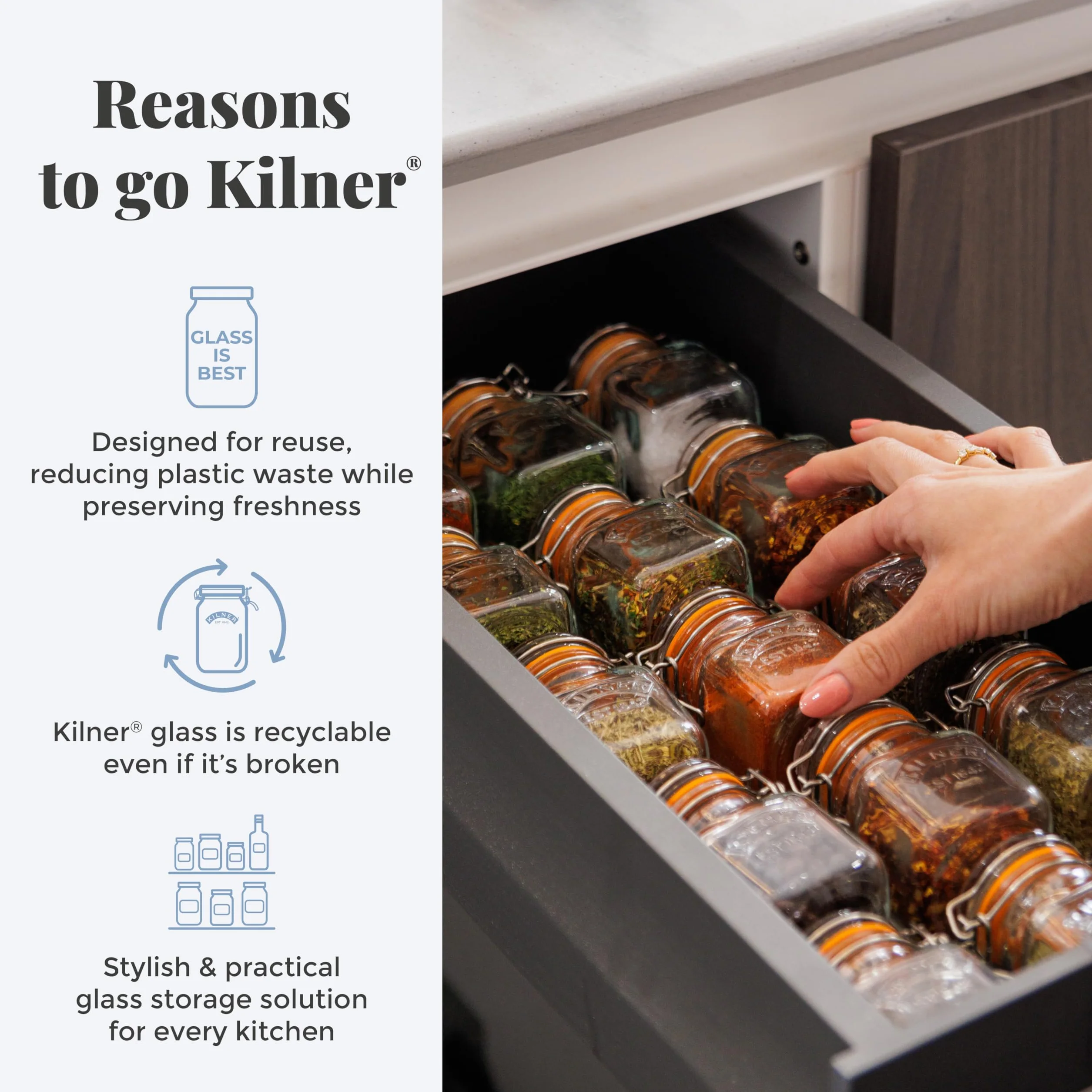Kilner Zestaw młynków do przypraw ze szklanym słoikiem o pojemności 0,25 l