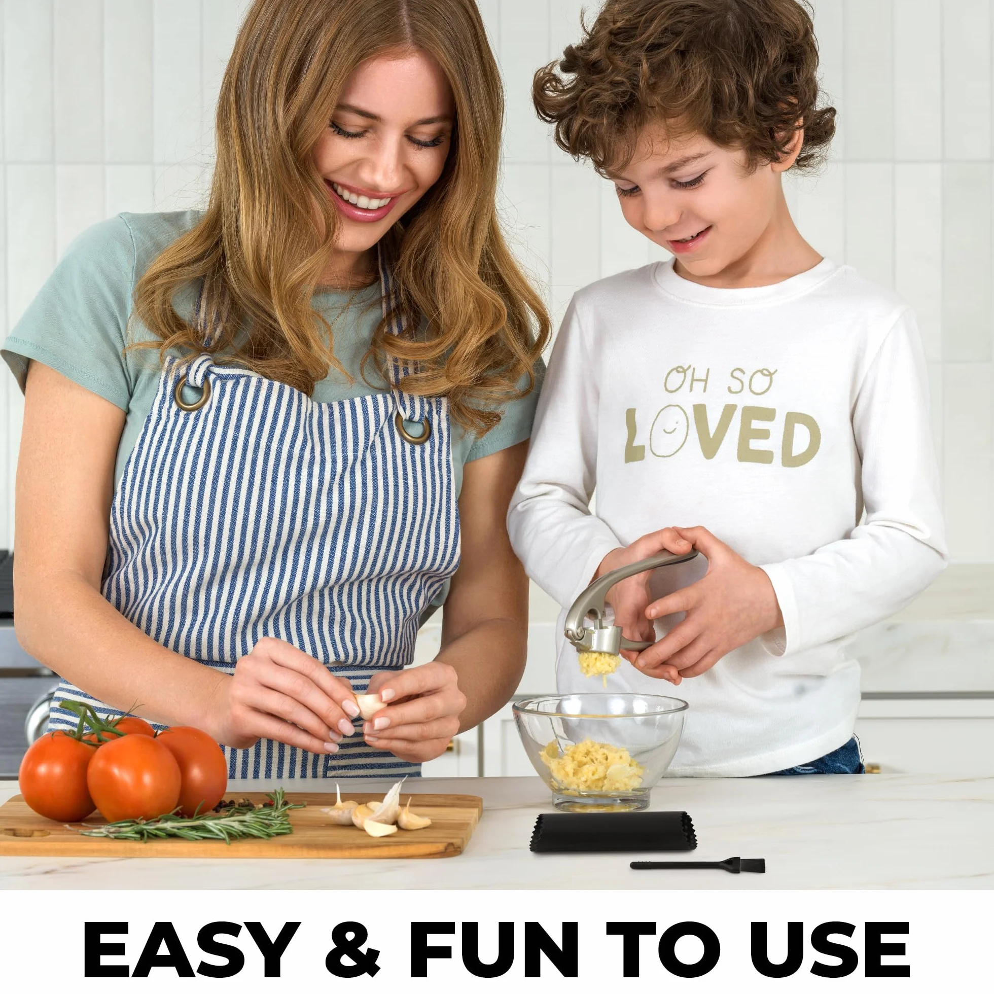 Zulay Kitchen Zestaw do wyciskania czosnku premium, odporny na rdzę, do mycia w zmywarce, profesjonalne narzędzie do mielenia, łatwe w czyszczeniu, z miękkim, ergonomicznym