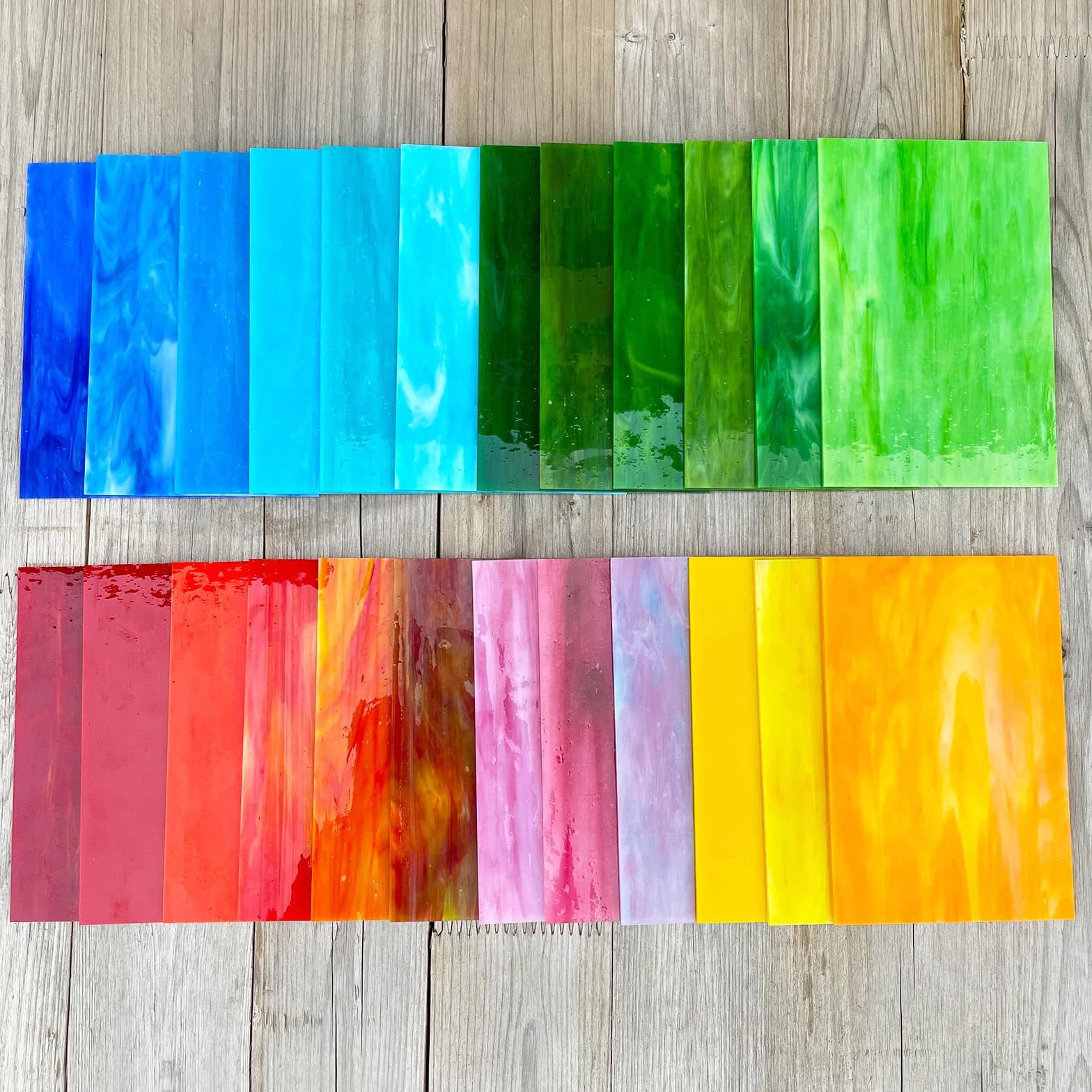 LITMIND Zestaw 24 witraży 10x15 cm szkło katedralne materiały mozaikowe różne kolory