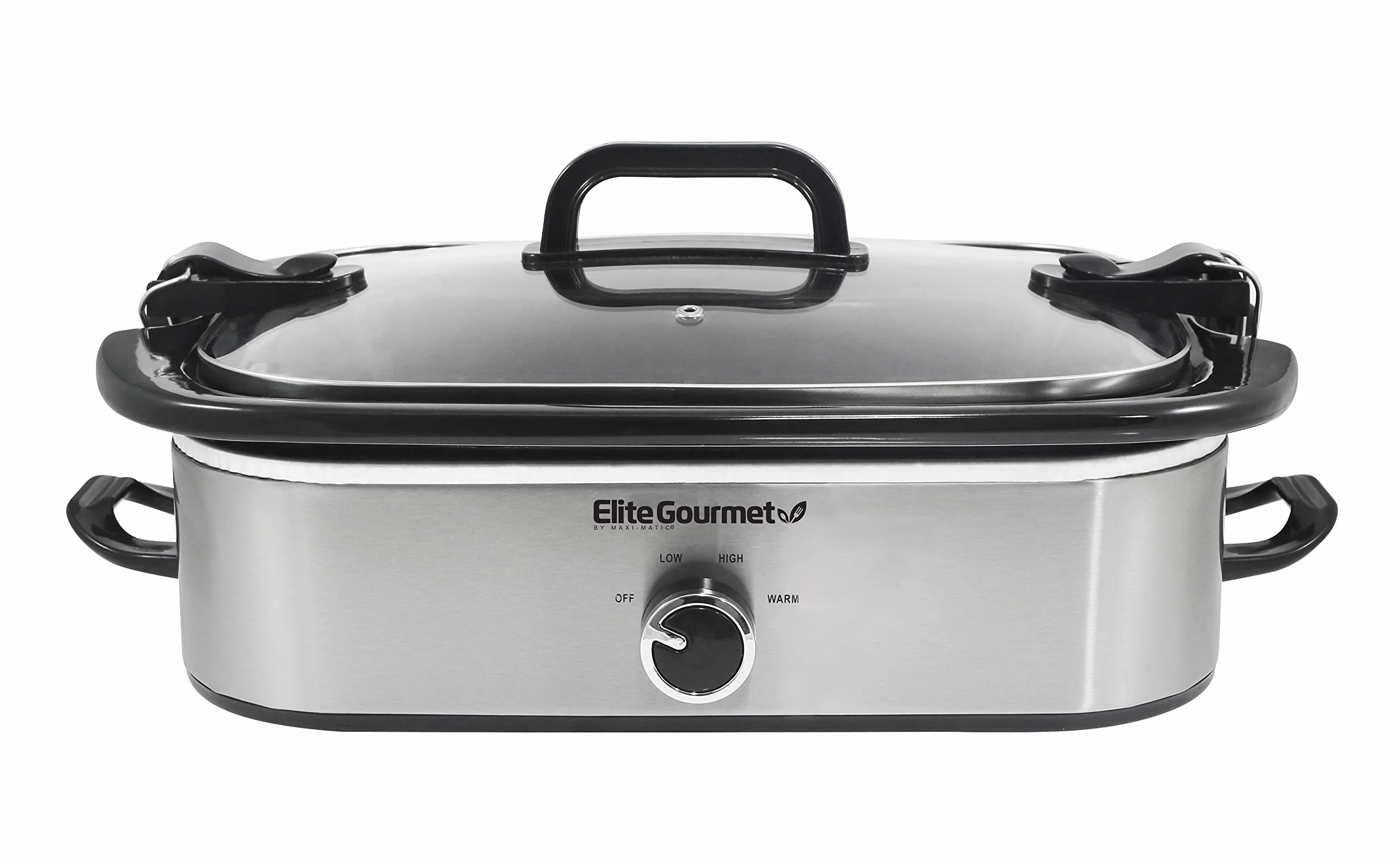 Elite Gourmet MST-5240SS garnek do garnka z zamykaną pokrywką, regulowana temperatura, utrzymuje ciepło, nadaje się do piekarnika i mycia w zmywarce, pojemność 3,3 l, stal nierdzewna