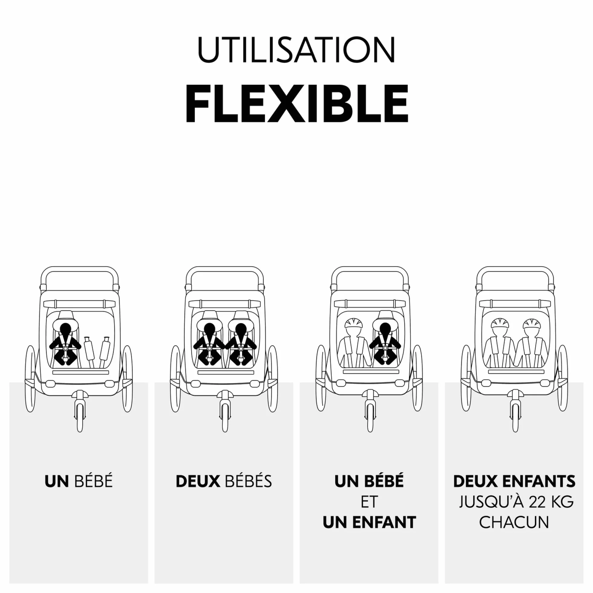 hauck Hamak dla niemowląt Velo Baby Lounger 2 dla Dryk Duo, Dryk Duo Plus & Bike N Walk Duo - fotelik dla noworodka od 1 miesiąca, z pokrowcem na nogi, kablem głowy, 5-punktową uprzężą - szary