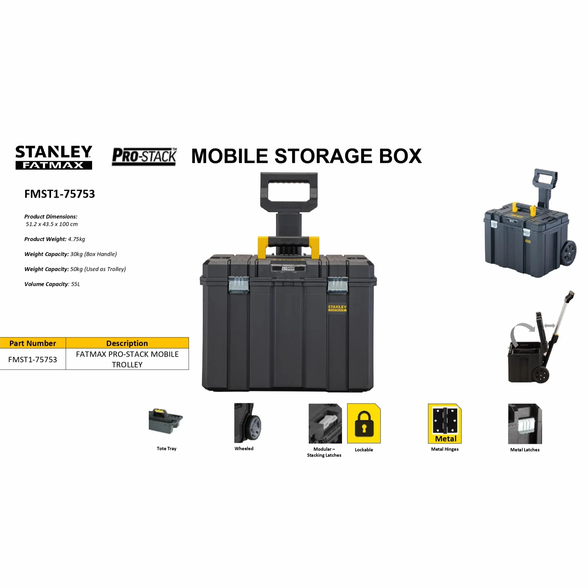 STANLEY Skuteczny Skrzynka almacenamiento móvil FatMax pro-stack dla profesjonalistów i majsterkowiczów do codziennego użytku ergonomiczna konstrukcja