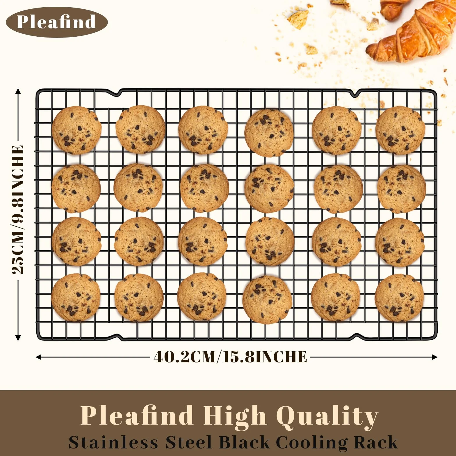 Pleafind Zestaw 3 rusztu piekarnika, 40 cm x 25 cm uniwersalny grill do piekarnika ze stali nierdzewnej, czarny grill do pieczenia, grillowania i suszenia, można myć w zmywarce