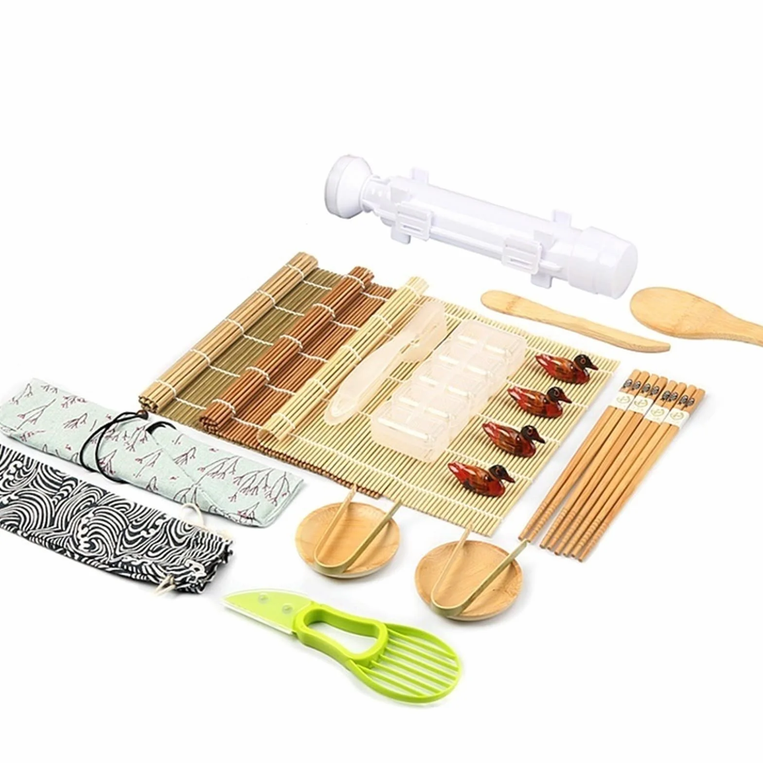 Zestaw do robienia sushi, forma do sushi, Zestaw do robienia Sushi Zestaw Sushi Roller Bazooka Forma do kulek ryżu z maty bambusowe Pałeczki Kuchnia Sashimi Sushi Narzędzia dla majsterkowiczów Akcesor