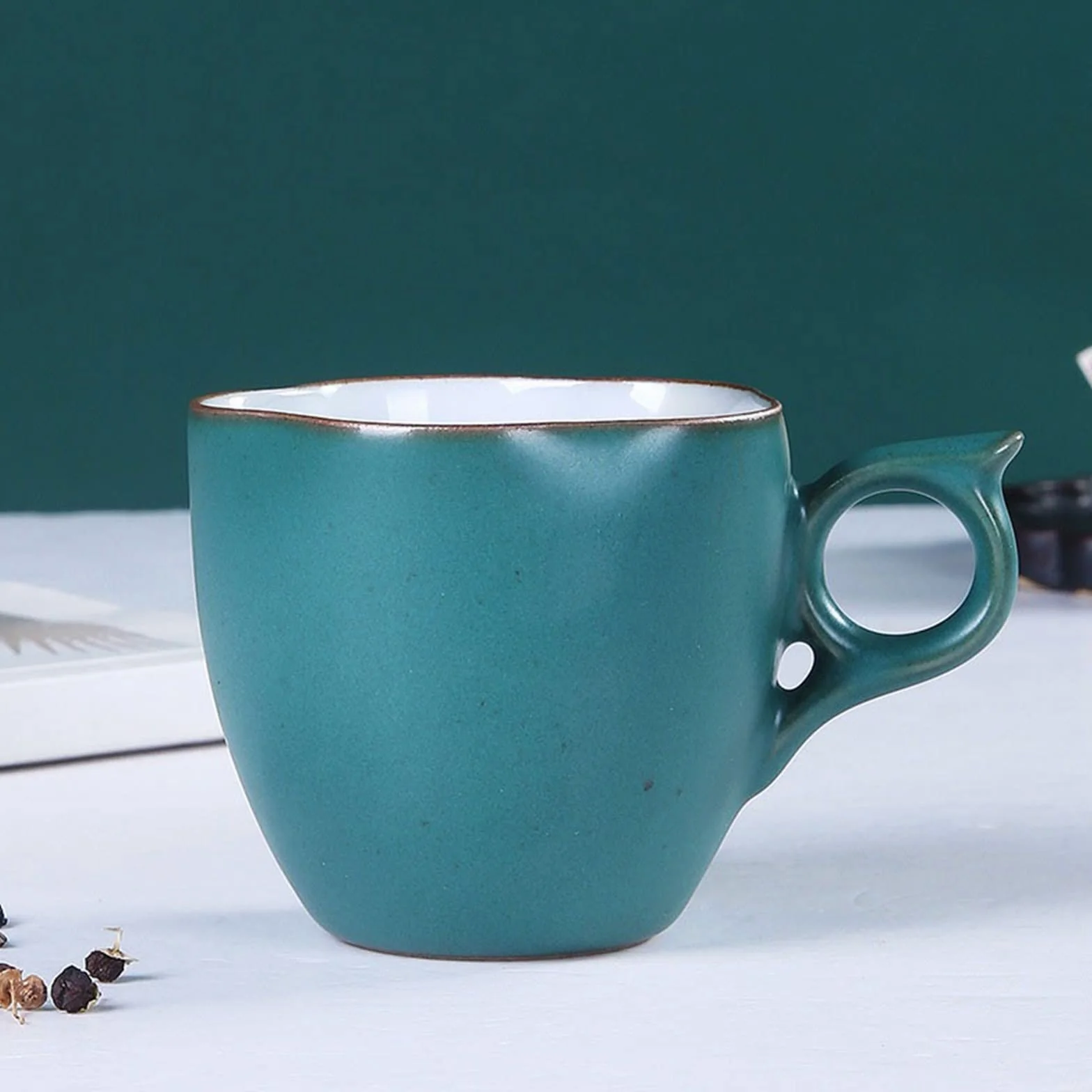 Szklanka Emaliowana, Kawa, Ceramiczny Kubek Do Kawy Z Łyżeczką Do Naczyń, Luksusowy Kubek Do Picia, Kubek Do Herbaty Popołudniowej, Kubek Do Kawy