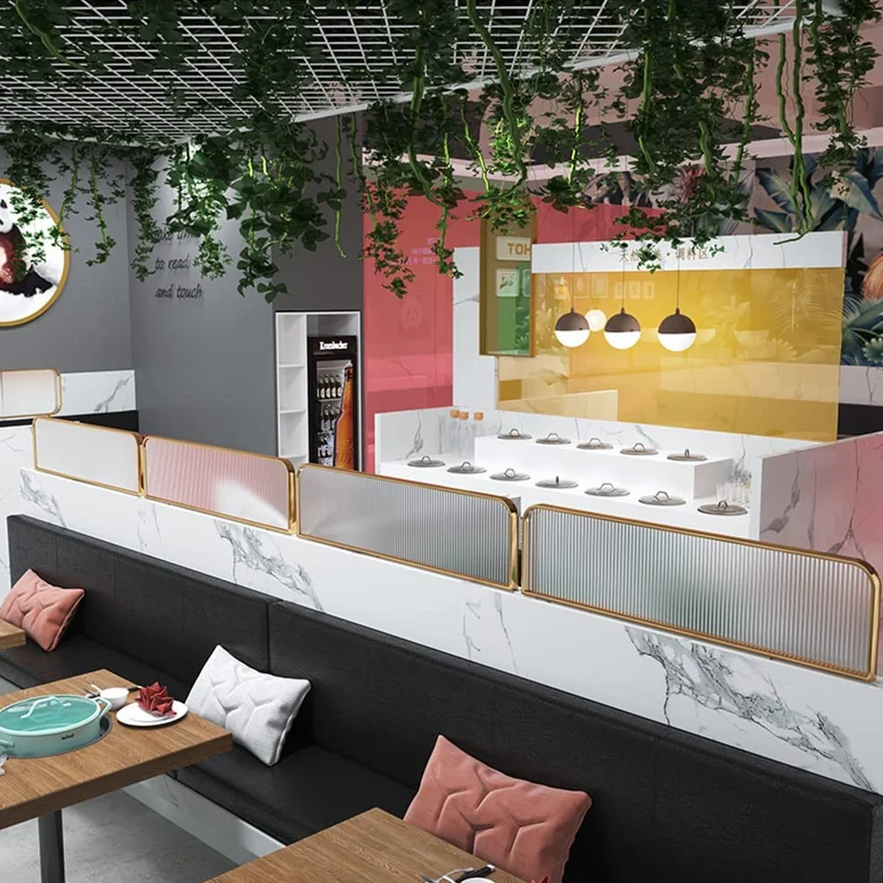 Złoty panel działowy na biurko, 0,9 m x 30 cm, przegroda biurowa, przegroda do restauracji i hotelu, stylowa do przestrzeni roboczych, zwiększająca produktywność i estetykę