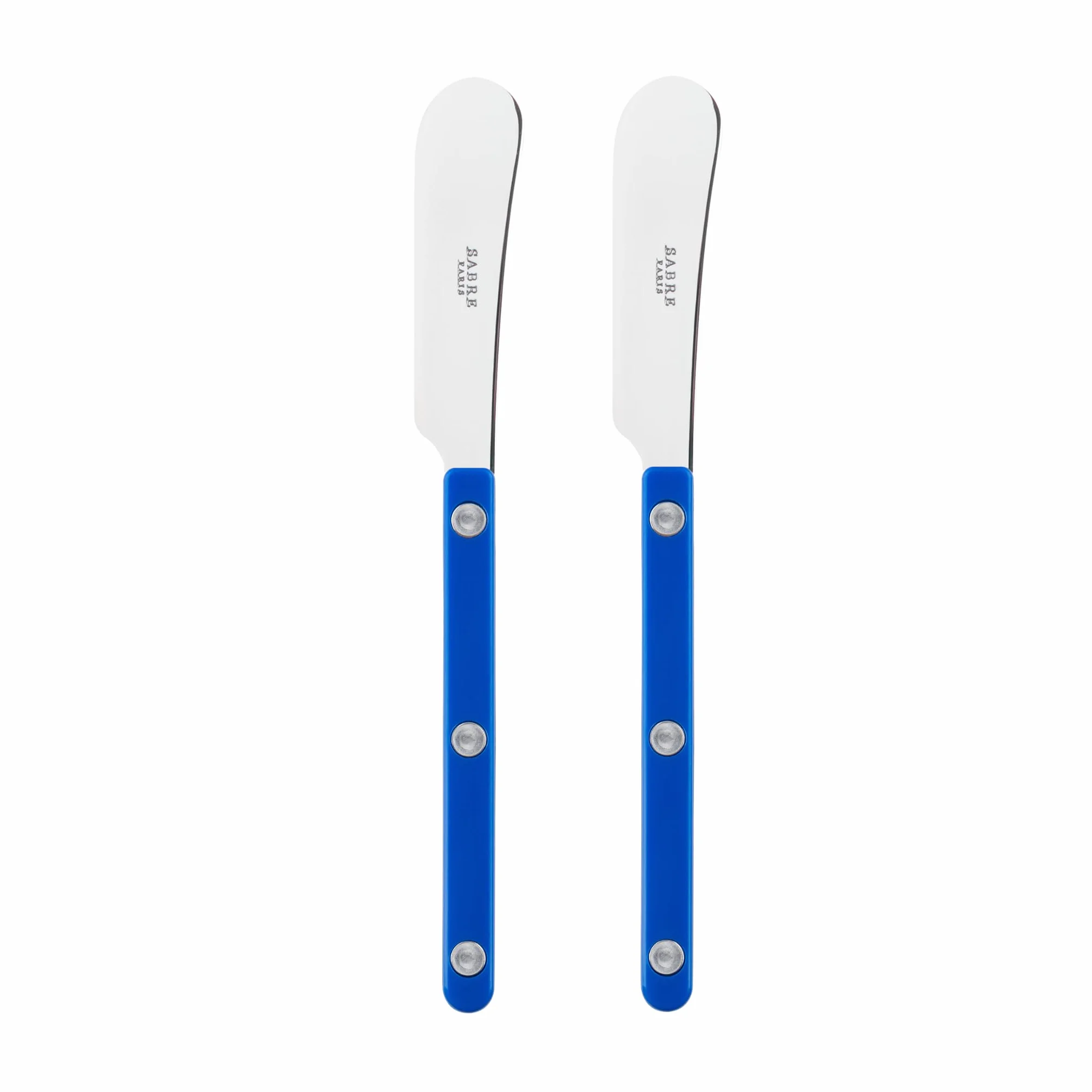 SABRE PARIS - Zestaw 2 noży do masła 14 cm - Bistrot - idealne do masła, do smarowania - stal nierdzewna i nylon - można myć w zmywarce - ultramaryna niebieska