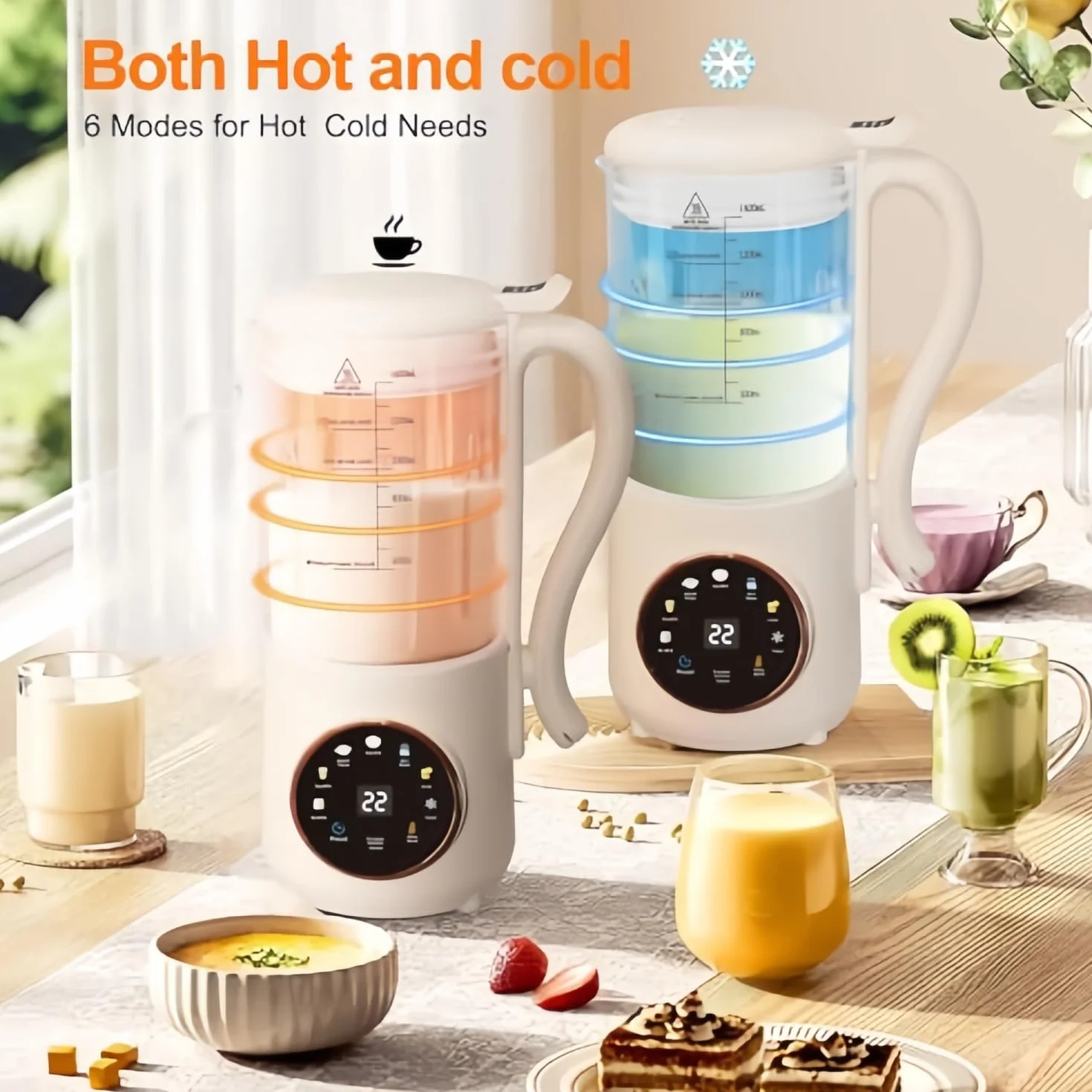 Automatyczny ekspres do mleka sojowego 8 w 1, 47oz/1400ML automatyczna maszyna do mleka orzechowego, z 16 ostrzami, 24-godzinny timer opóźniający, do przygotowywania mleka migdałowego, owsianki
