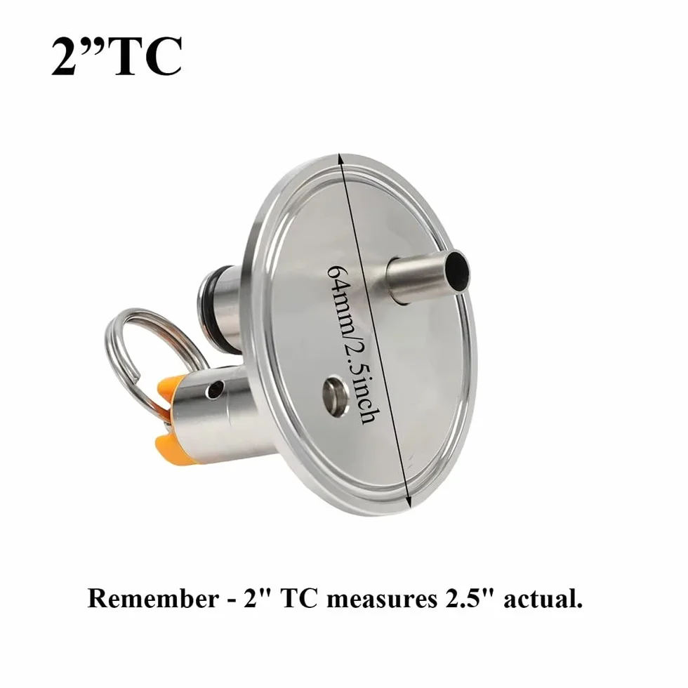 5 cm Tri-Clamp sucha pokrywa leja z 17 PSI PRV i słupkiem gazowym z blokadą kulową - niezbędna do fermentorów domowych do zaparzania, akcesoria do kegeratora, 1 sztuka
