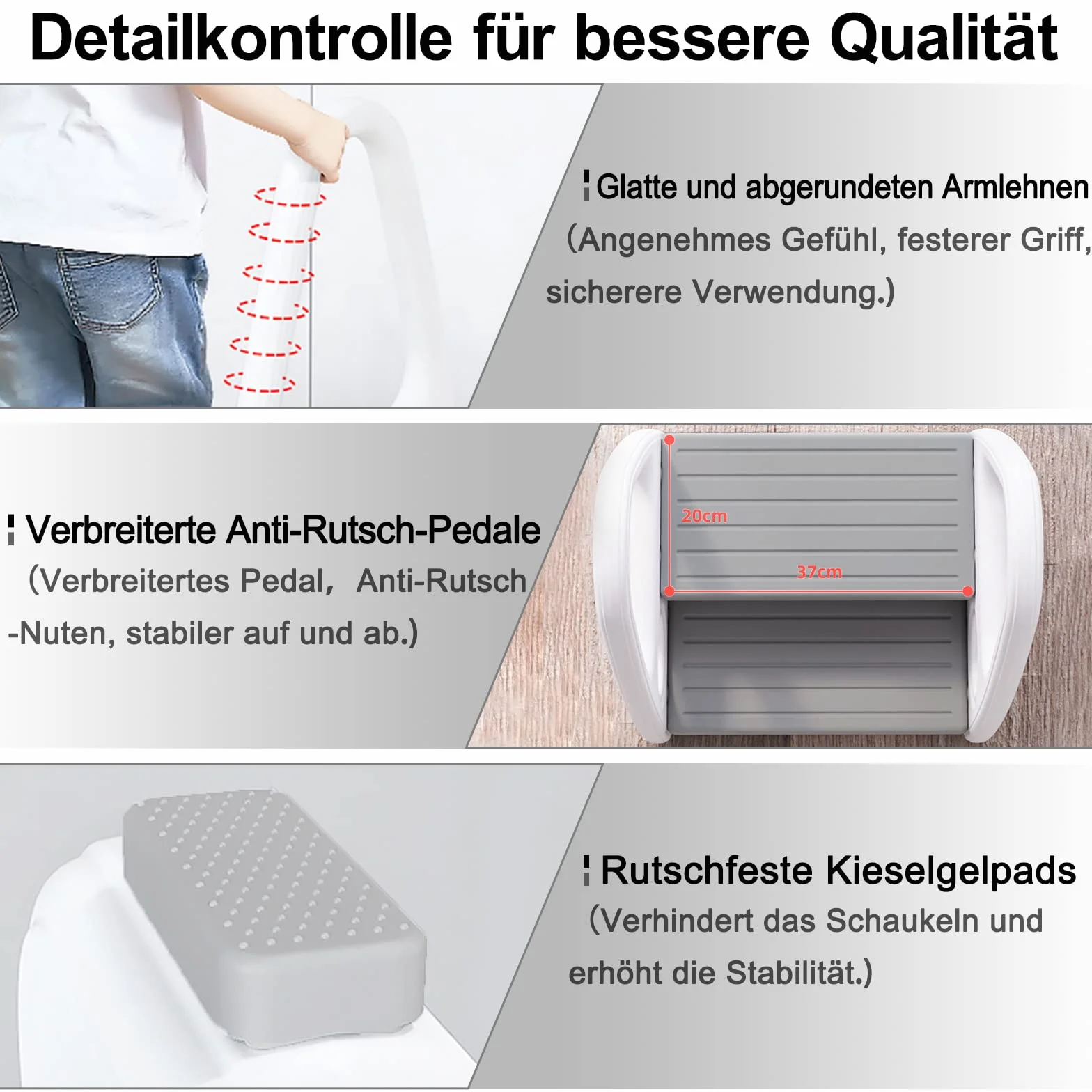 UISEBRT Taboret dla dzieci, 2 poziomy, stołek dziecięcy, dla małych dzieci, wieża do nauki, antypoślizgowa, z tworzywa sztucznego, do łazienki, sypialni, kuchni, pokoju dziecięcego, szary