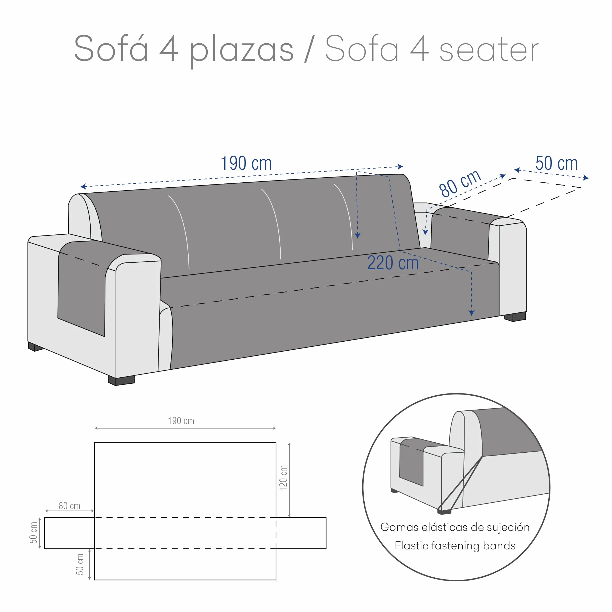 Eysa Levante Narzuta na sofę, bawełna, norka, 155 cm, ważna 170-210 cm, beżowa