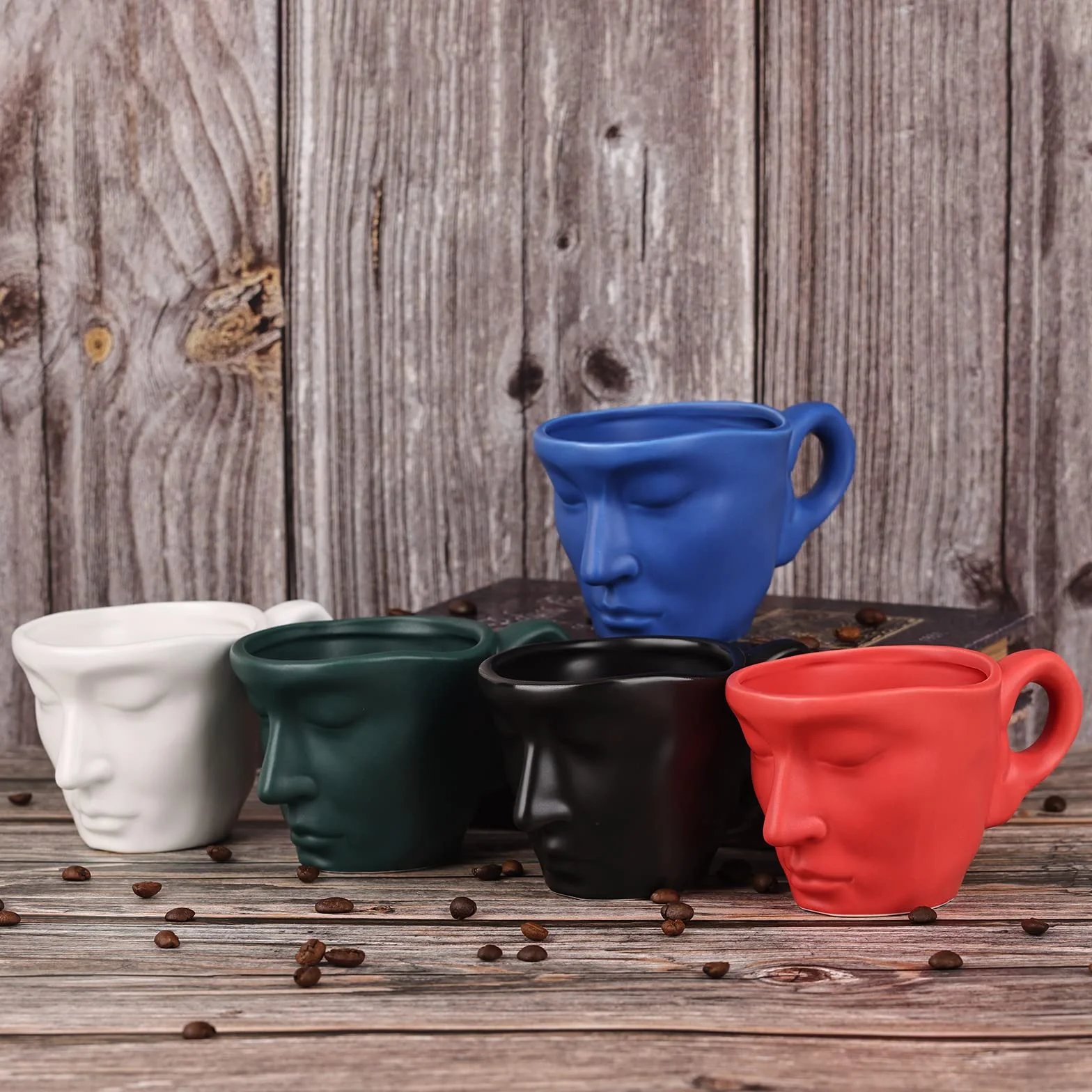 Filiżanka do Herbaty i Spodek - Zestaw Ceramiczny z Całującą się Parą, Kubek do Kawy z Łyżeczką, Twarz, Unikalna - Walentynki, Boże Narodzenie, Kreatywny