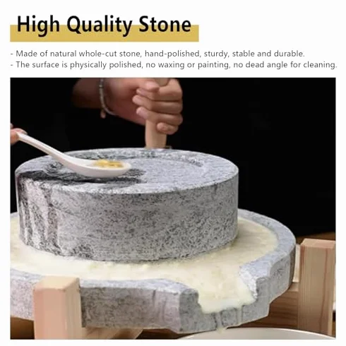 Naturalny granit ręczny młynek do mielenia przypraw, orzechów, kawy, pszenicy, kompaktowy drewniany młynek do świeżej mąki, domowej roboty, ręczna kruszarka do ziarna do pieczenia w kuchni