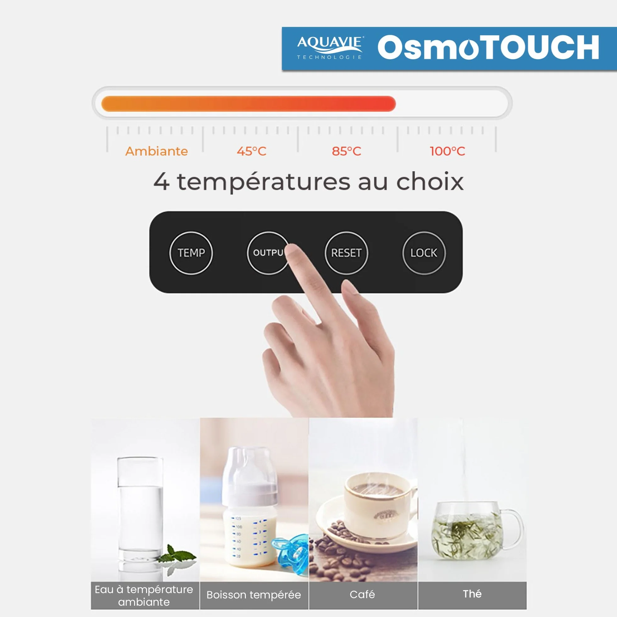 OsmoTOUCH - Fontanna na wodę oczyszczoną z odwróconej osmozy i sterylizacji - natychmiastowy dozownik ciepłej i ciepłej wody - zbiornik 4,5 l