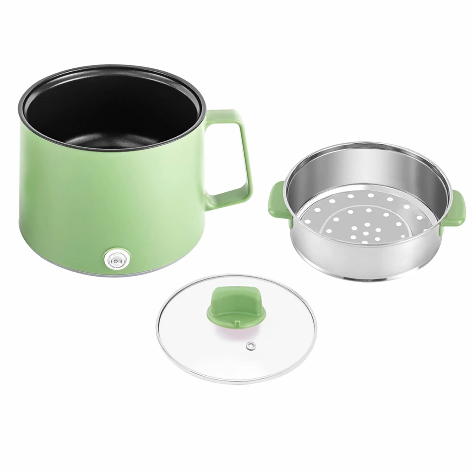Elektryczny garnek Hot Pot 1,7 l, wielofunkcyjny, elektryczny garnek do gotowania z funkcją utrzymania ciepła, przenośny, szybki garnek do zupy, nieprzywierający, do domu, biura, zielony