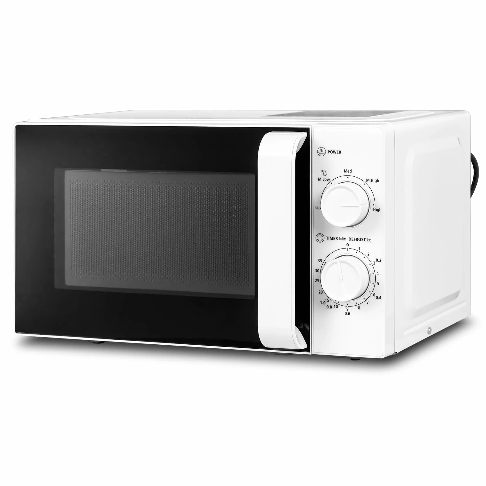 SMETA Kuchenka mikrofalowa, 20 l mikrofalowa, bez grilla, powłoka, moc 700 W, 5 poziomów, timer 35 minut, tryb rozmrażania według czasu/wagi, białe wykończenie