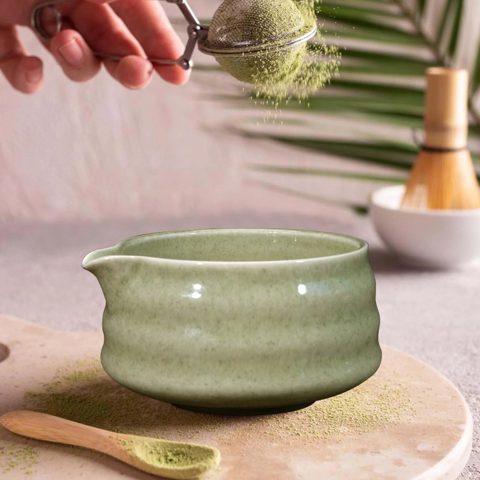 GOMETY Zestaw 2 ceramicznych miseczek do matchy - tradycyjne miski na herbatę na ceremonię parzenia herbaty (matcha)