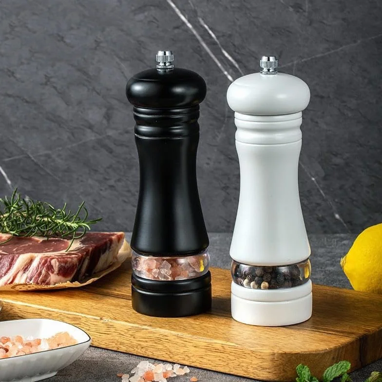 Młynek do pieprzu Czarno-biały ręczny Świeżo zmielona sól morska i młynek przypraw domowej kuchni, restauracji spotkań na świeżym powietrzu(A)