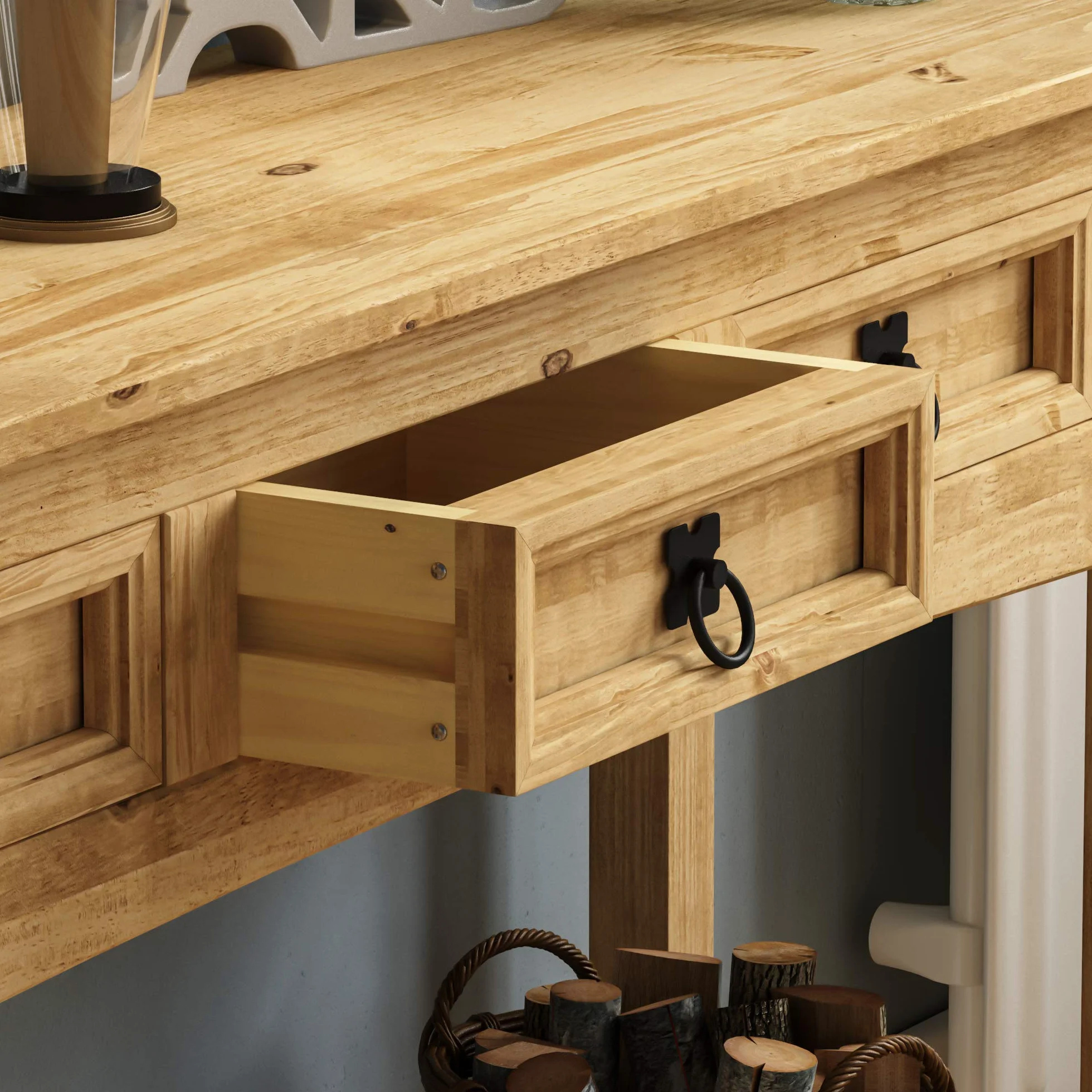 Vida Designs Corona Stół Konsolowy, Drewno, Brązowy, 3 Szuflady