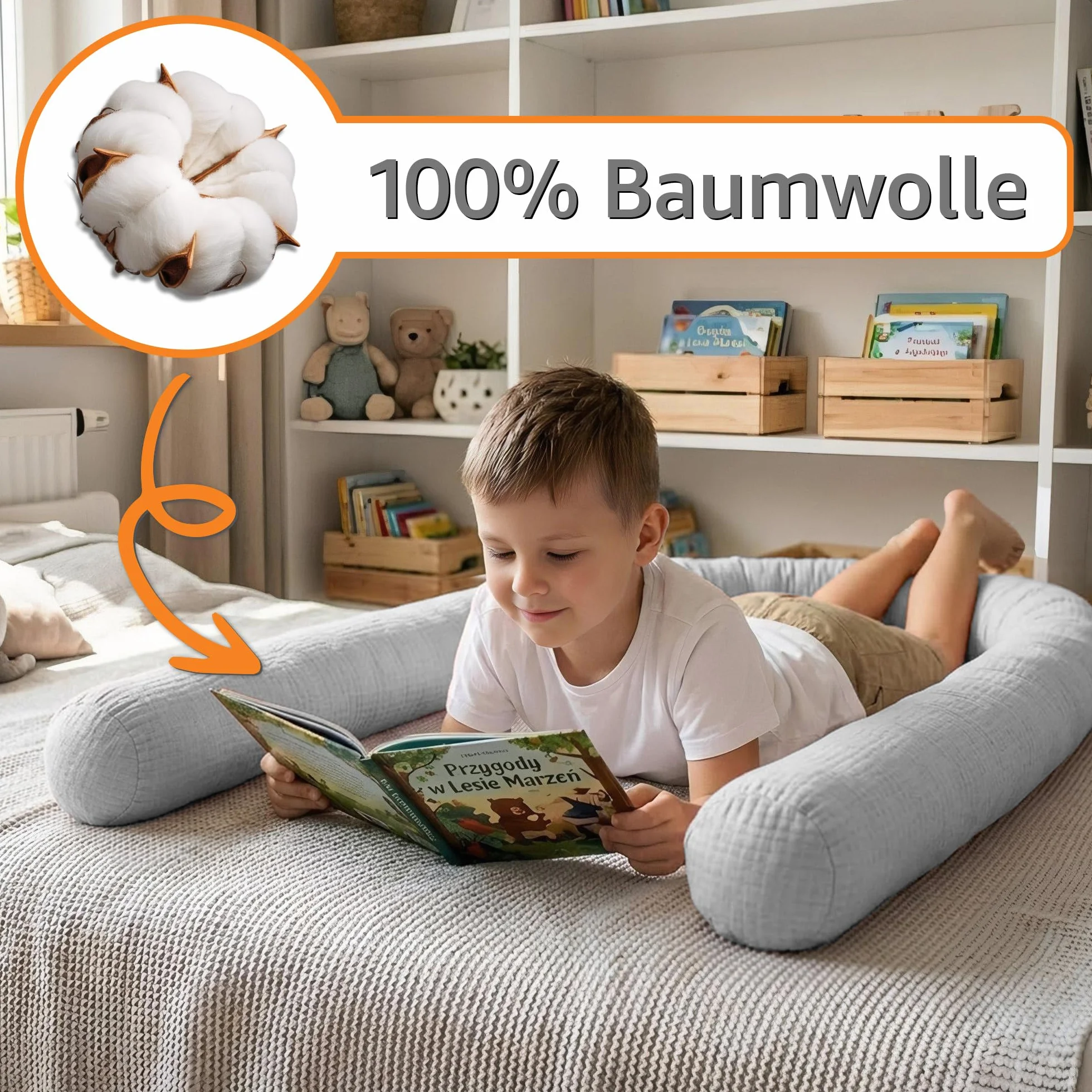 Poduszka boczna Muślin 400 cm Bawełna - Poduszka do łóżka, rolka do spania, poduszka na szyję w kolorze pudrowego różu