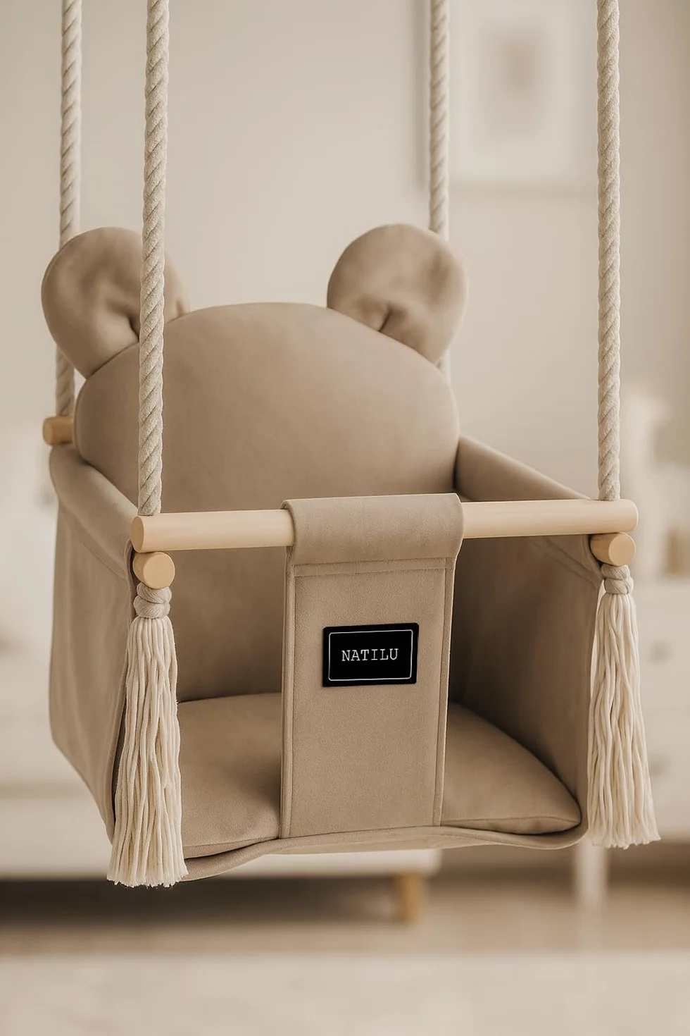 huśtawka dla dzieci do domu i ogrodu (Bear Light Beige)