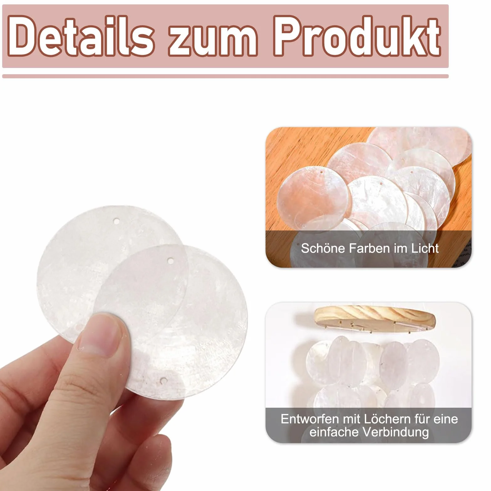 100 sztuk muszelek z masy perłowej, okrągłe krążki z masy perłowej z dwoma otworami, zawieszki w stylu retro, girlanda z muszli, do majsterkowania, dekoracji domu, muszli morskich (białe)