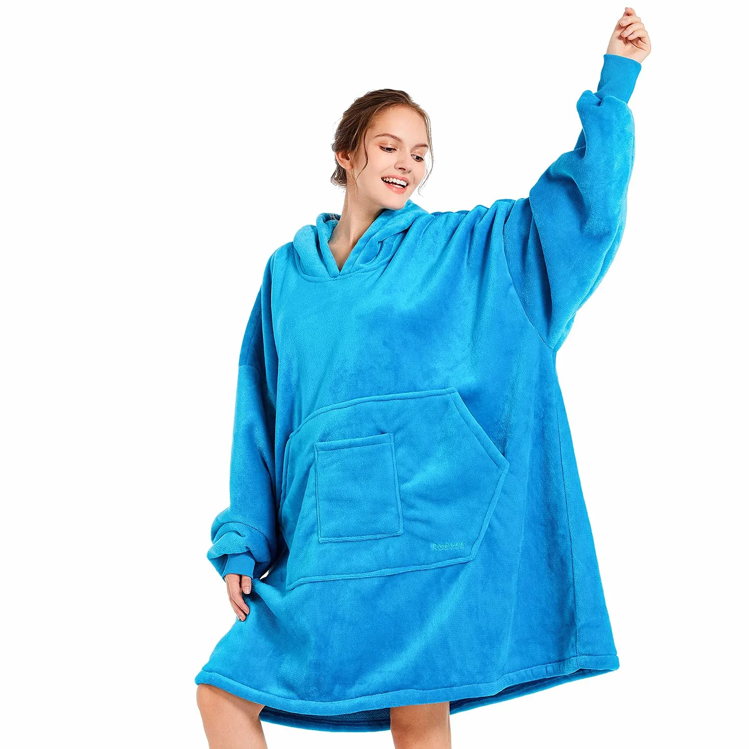 REDESS Blanket Hoodie Sweatshirt, Wearable Blanket Oversized Sherpa with sleeves and giant pocket, cozy hoodie for adults kids