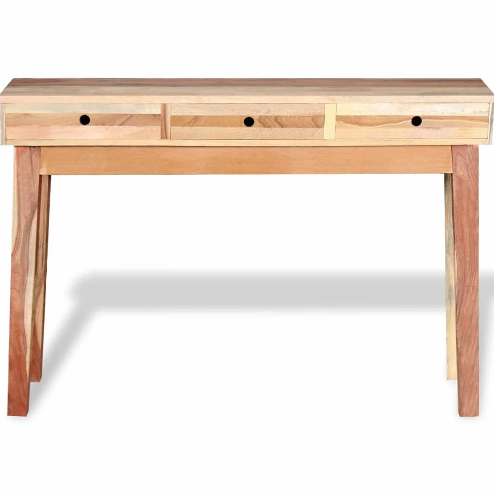 Stolik konsolowy z litego drewna pochodzącego z recyklingu z 3 szufladami, stabilna rama stalowa, komoda do przedpokoju w stylu vintage, stolik pomocniczy 120 x 30 x 80 cm, półka i miejsce do
