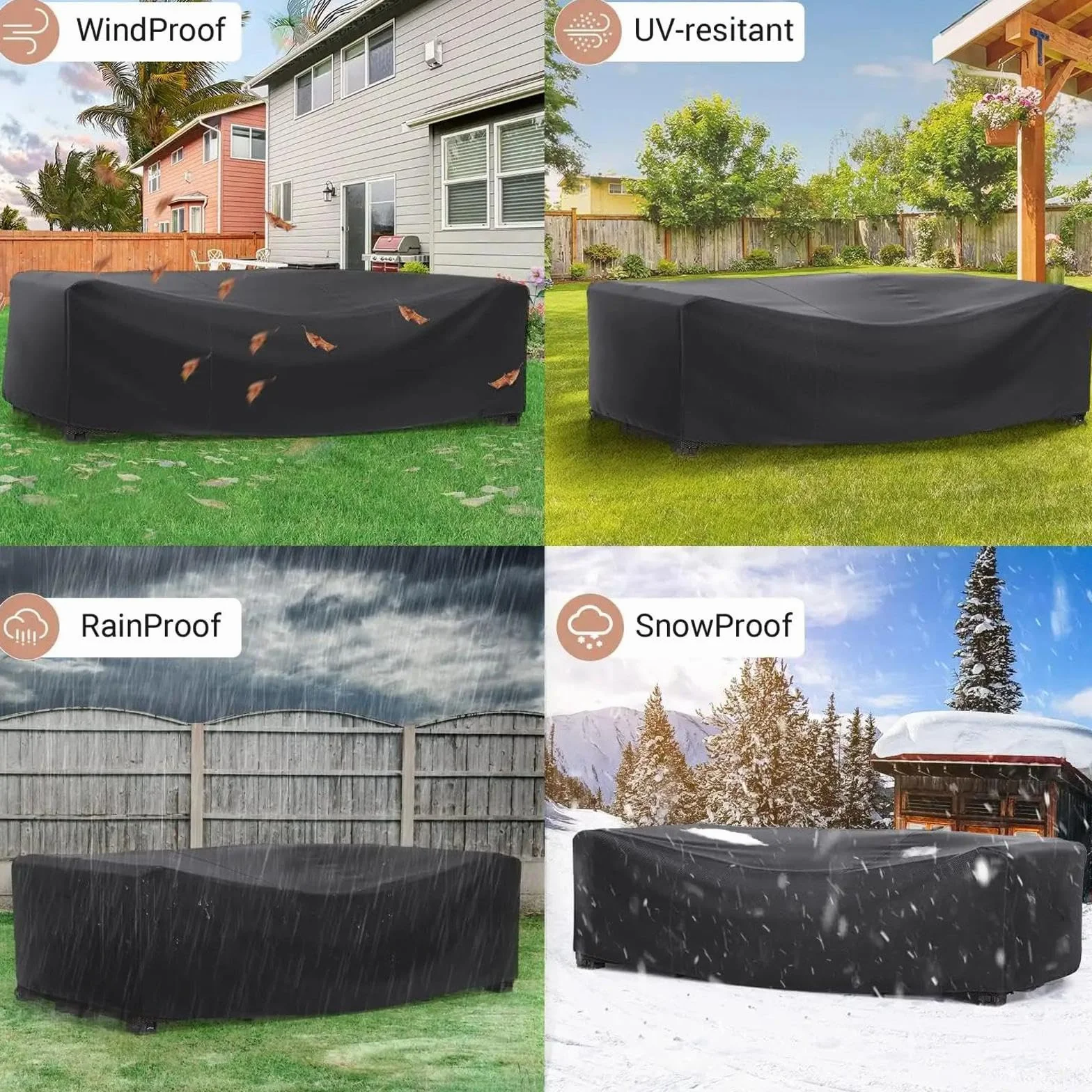 Wytrzymały wodoodporny pokrowiec na meble ogrodowe 420D, 240 x 120 x 70 cm, odporny na promieniowanie UV, do stołów tarasowych i mebli zewnętrznych, osłona zewnętrzna, odporna na warunki atmosferyczne