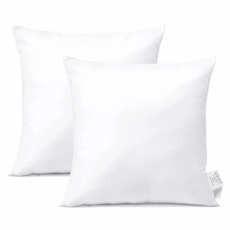 Artscope Zestaw 2 kwadratowych poduszek premium, 40 x 40 cm, poduszka na kanapę, sofę, łóżko, dekoracyjne wkładki do wnętrz, standardowe/białe, 40 x 40 cm