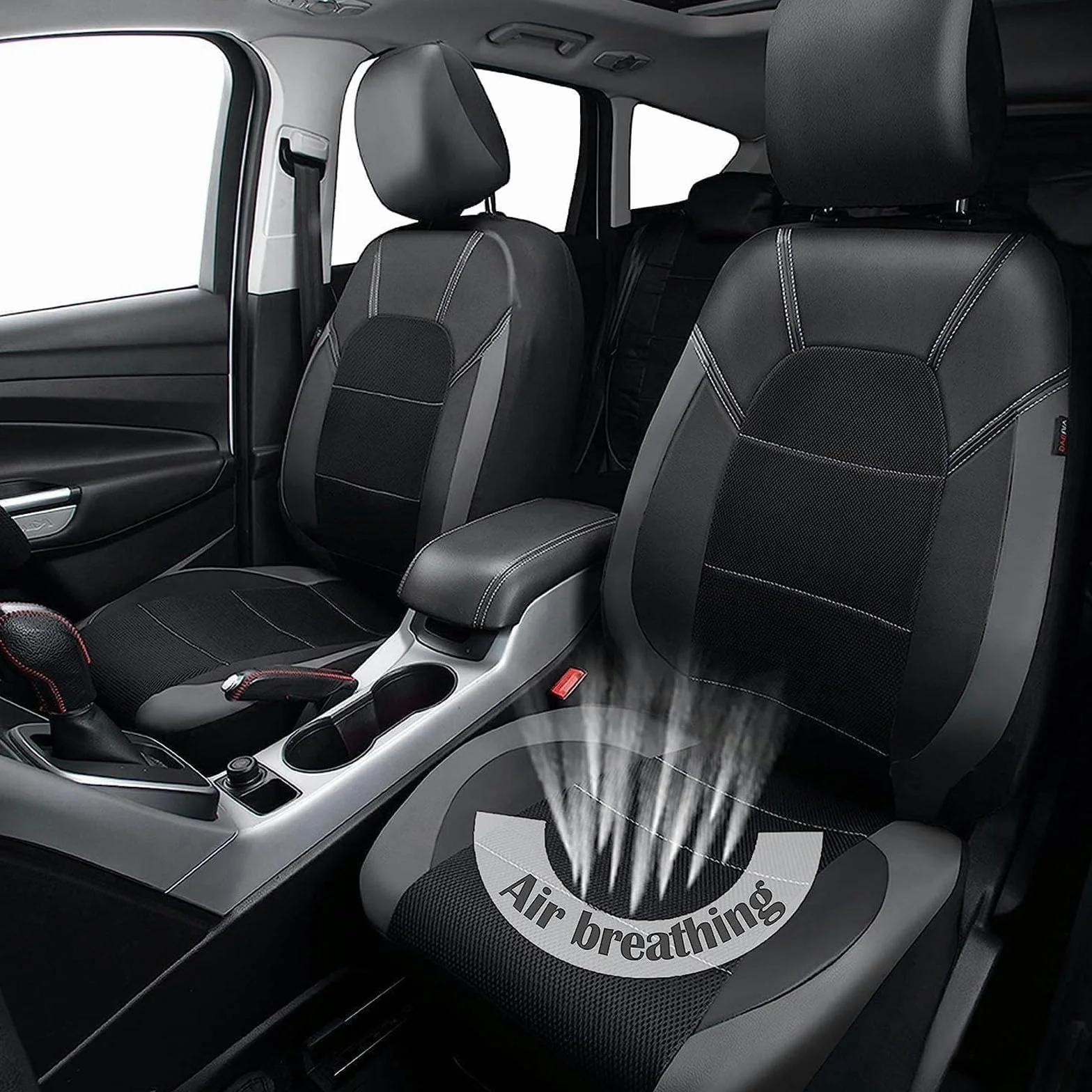 Pokrowiec na fotel samochodowy do Hyundai Bayon/Bayon Hybrid Crossover SUV 2021-2026, przednie tylne siedzenie pokrowiec oddychający wnętrze akcesorium, C/czarna czerwona