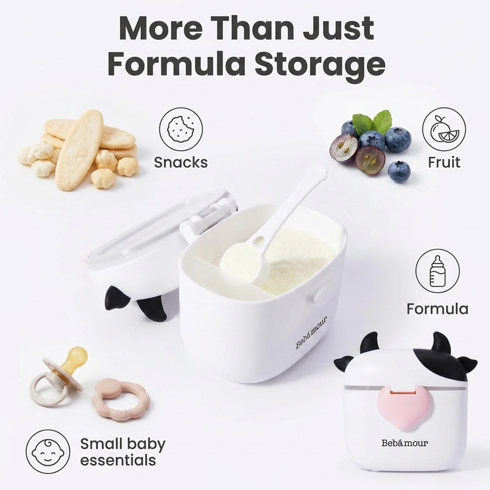Bebamour Dozownik mleka w proszku 500 ml, dozownik formuły z łopatką i niwelatorom, przenośna formuła do przechowywania, pojemnik na podróż, nie rozlewa się, Khaki